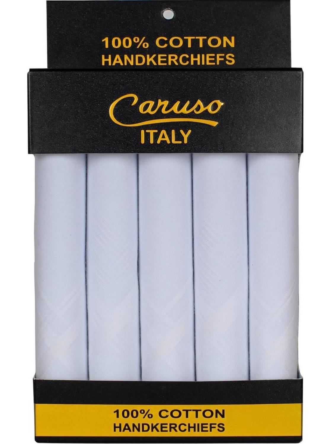 Caruso Italy Men's Premium White ["White"] Handkerchief