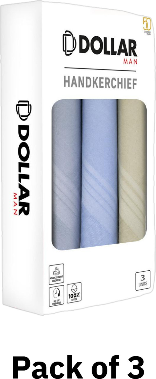 Image of Dollar Cotton Handkerchiefs Hanky for Men [ inchBlue inch, inchGrey inch, inchBeige inch] Handkerchief