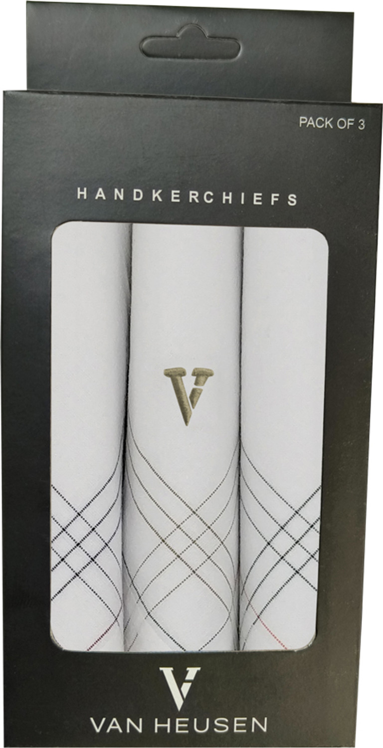 Image of VAN HEUSEN Mens Cotton Hanky [ inchWhite inch] Handkerchief