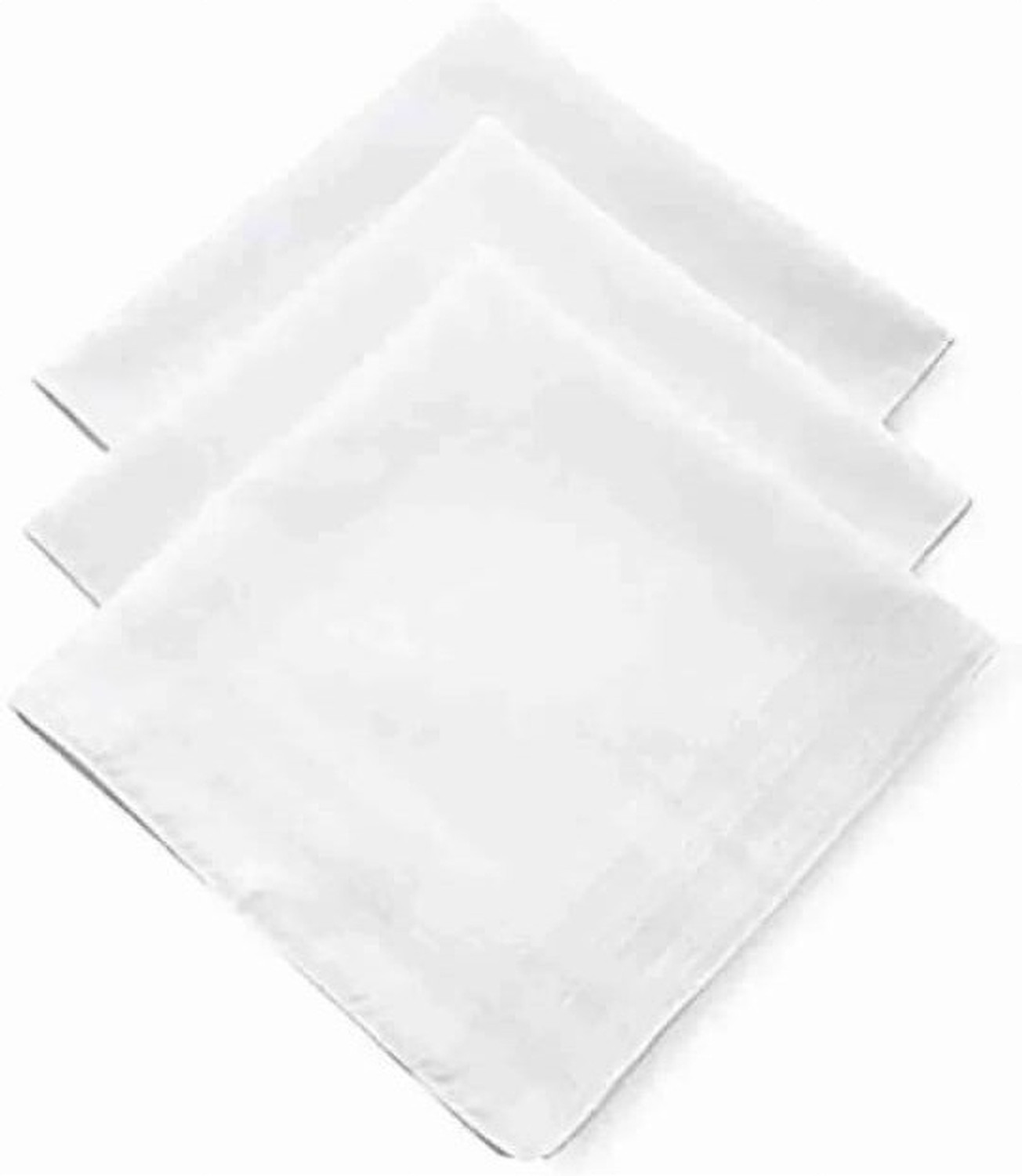 Image of SM CREATION premium quality white cotton handkerchief (hanky)( pack of 3) [ inchWhite inch] Handkerchief