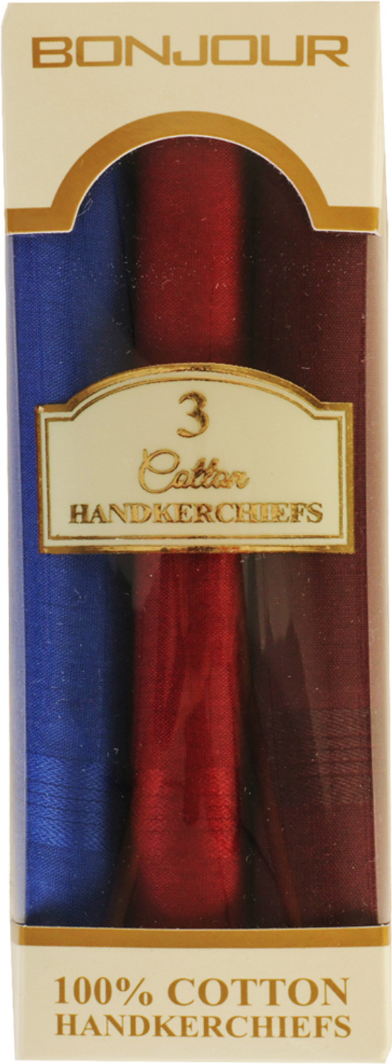 Image of BONJOUR Dark collection Handkerchiefs [ inchBlue inch, inchMaroon inch, inchBrown inch] Handkerchief