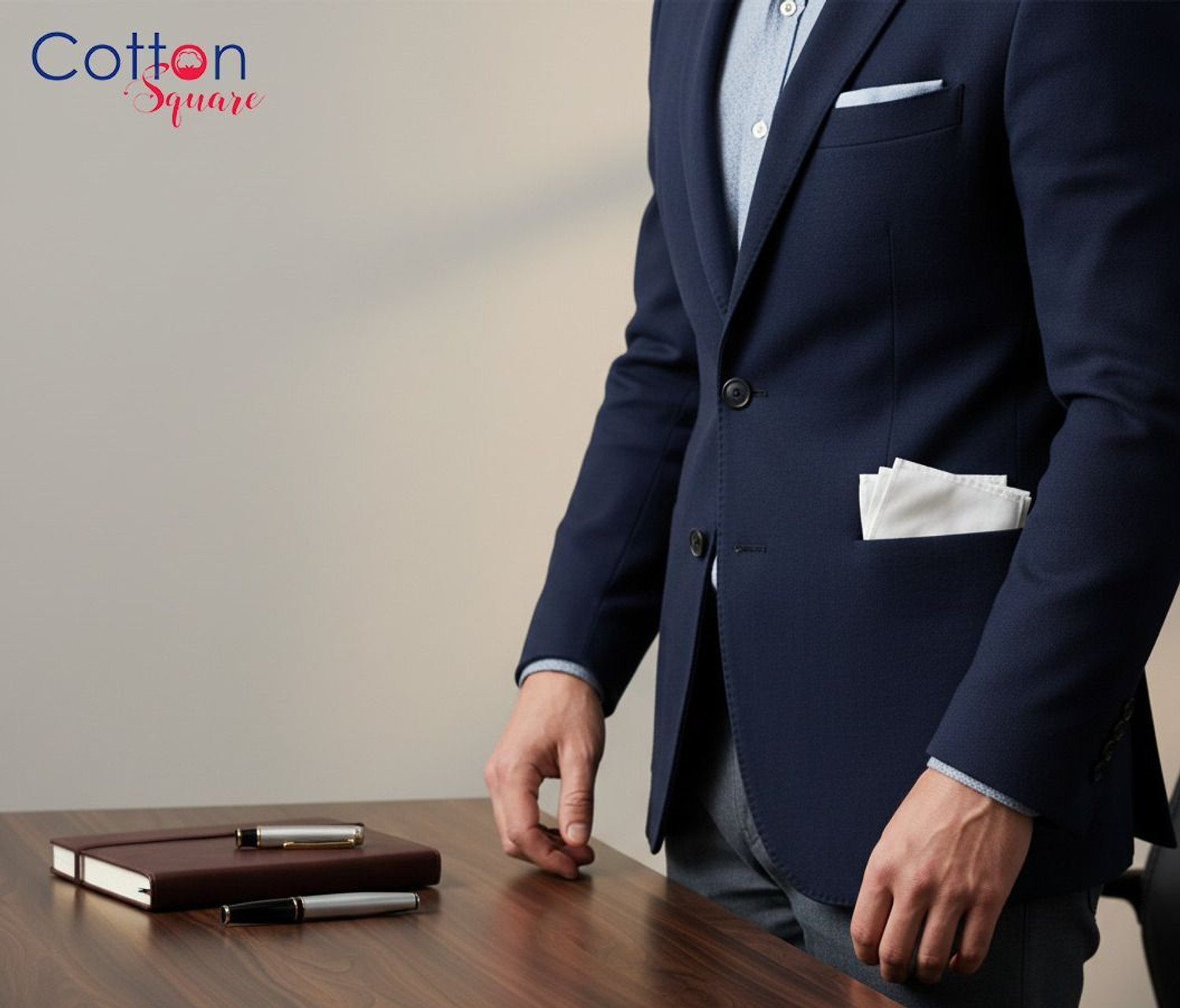 Image of Cotton Square Premium White Cotton Handkerchief (XXL) for men [ inchWhite inch] Handkerchief