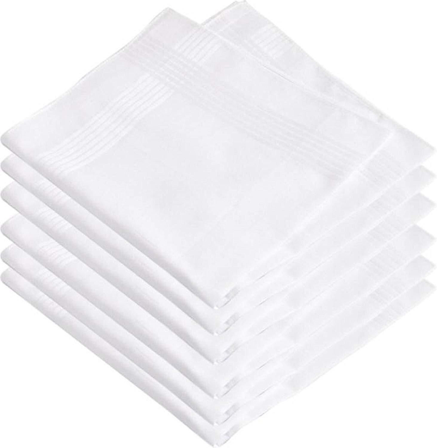 Image of SM CREATION white cotton handkerchief (pack of 6) for men [ inchWhite inch] Handkerchief