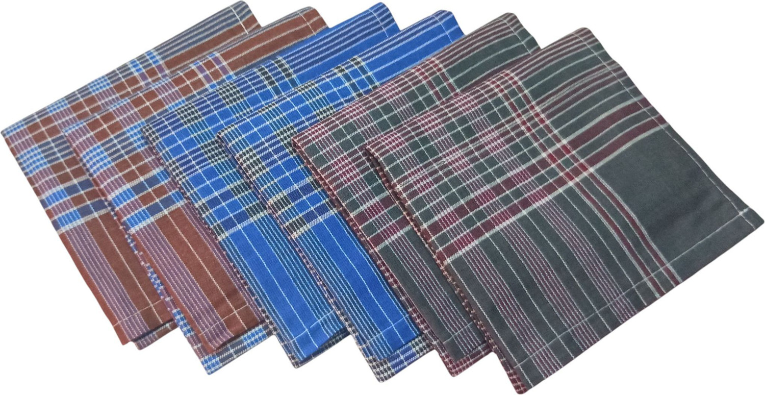 Image of Prasansha Enterprises Multicolor Men's 100% Pure Cotton checks Handkerchief [ inchMulticolor inch] Handkerchief