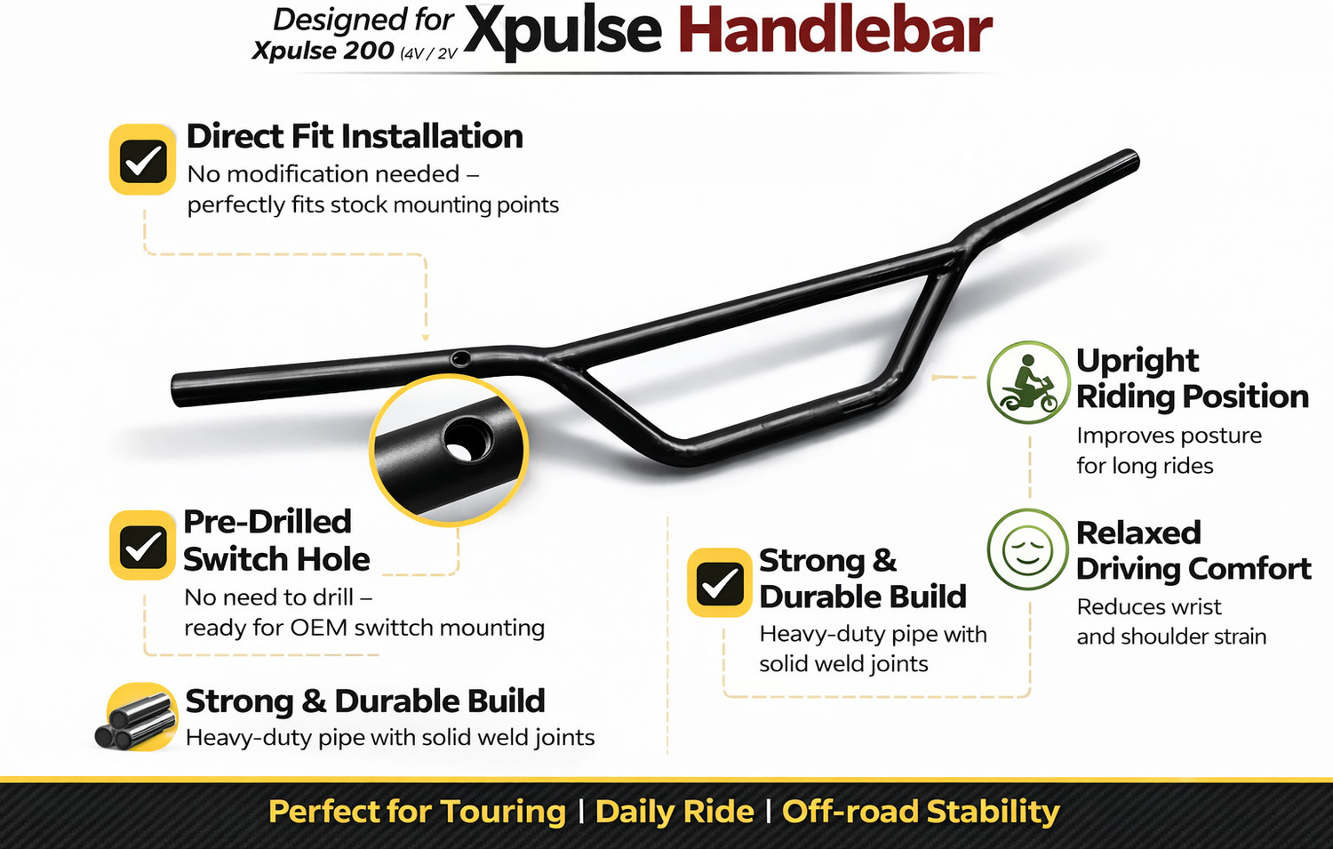 Image of LASERKART OFF-ROAD Handlebar For Xpulse 200 4V Bike Handle Bar