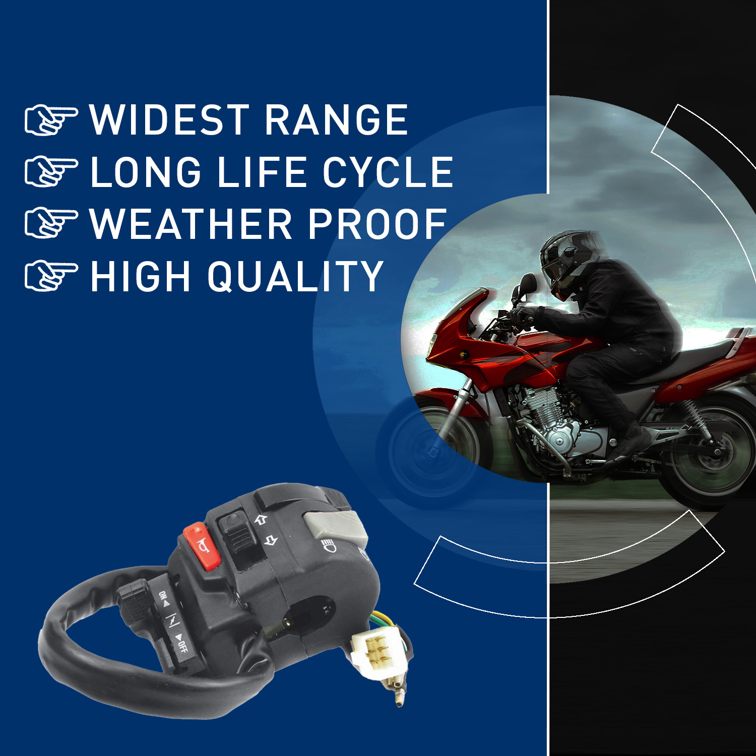 Image of UNO MINDA SW-0657P HB Switch (Left Hand Side) for Yamaha Fazer /Gladiator /YBR 125 Handle Bar