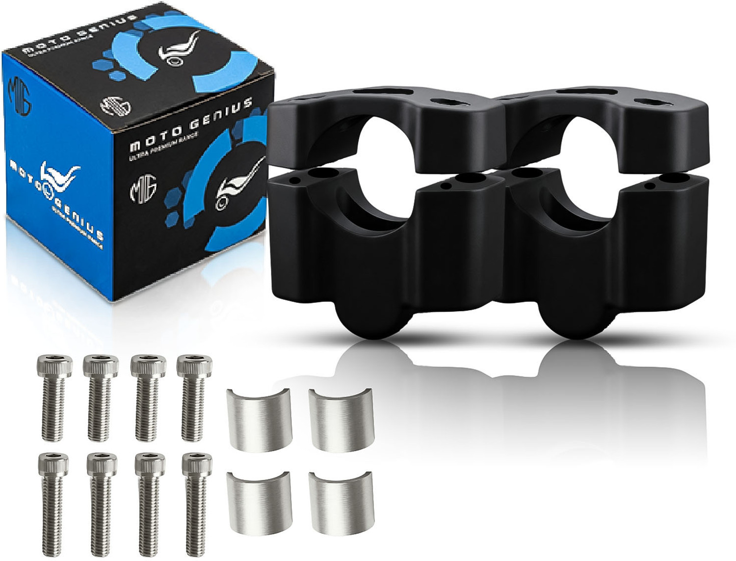 Image of Moto Genius Universal Aluminum Motorcycle Handlebar Risers Adjustable, Durable Handlebar Riser Kit