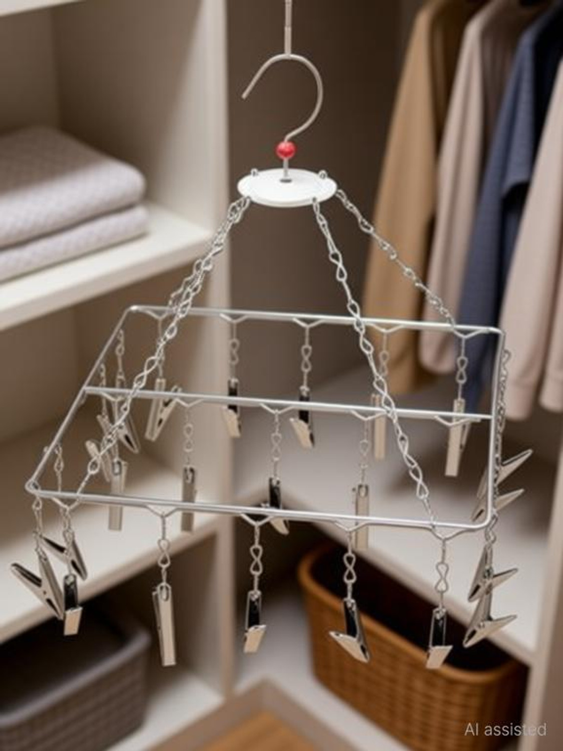 Image of Ecom Home FULLY MADE OF JHUMAR Stainless Steel Cloth Clips Steel Tie Hanger For Tie