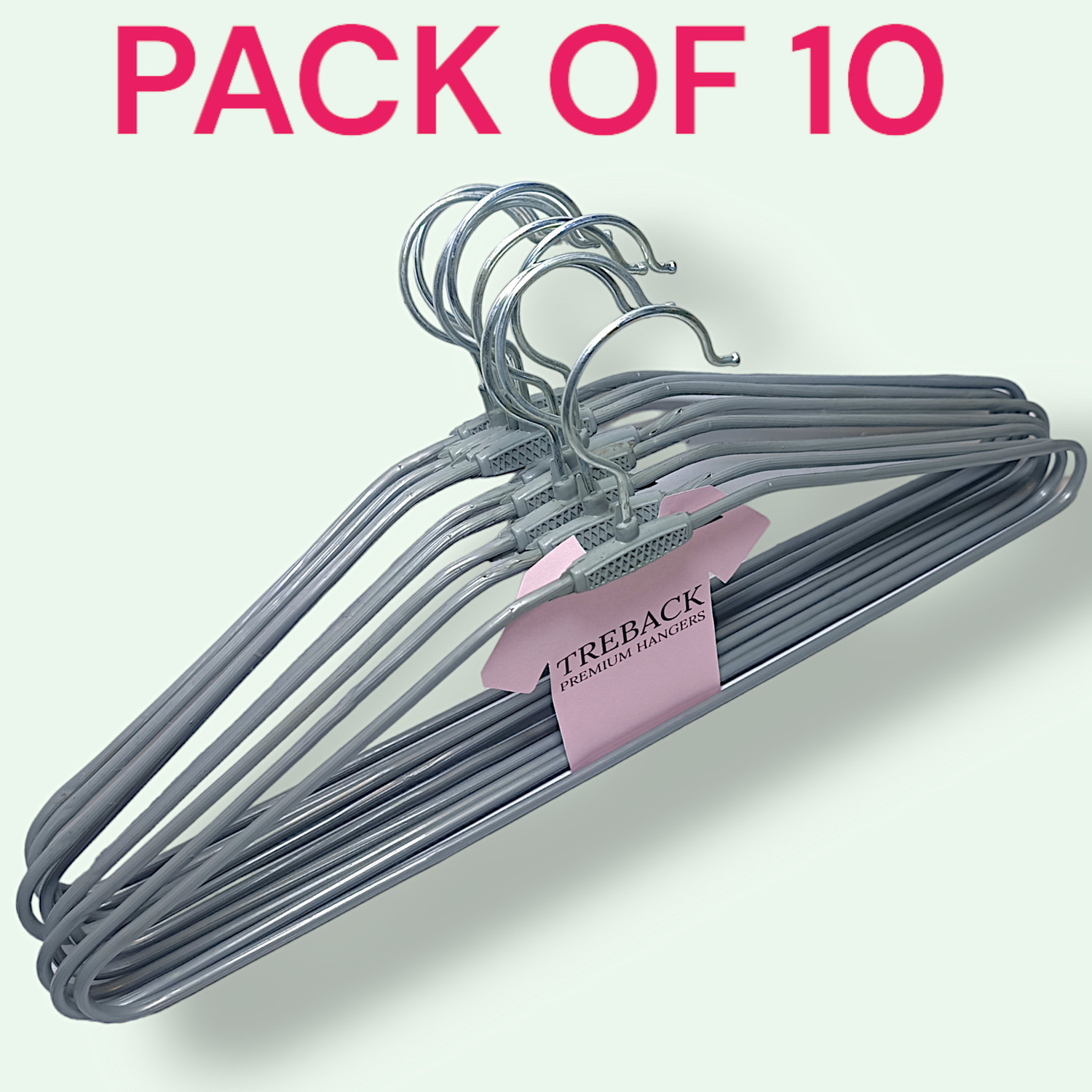 Image of treback Grey hangers pack of 10 heavy rust proof hangers for clothes Steel Shirt Pack of 10 Hangers For Shirt
