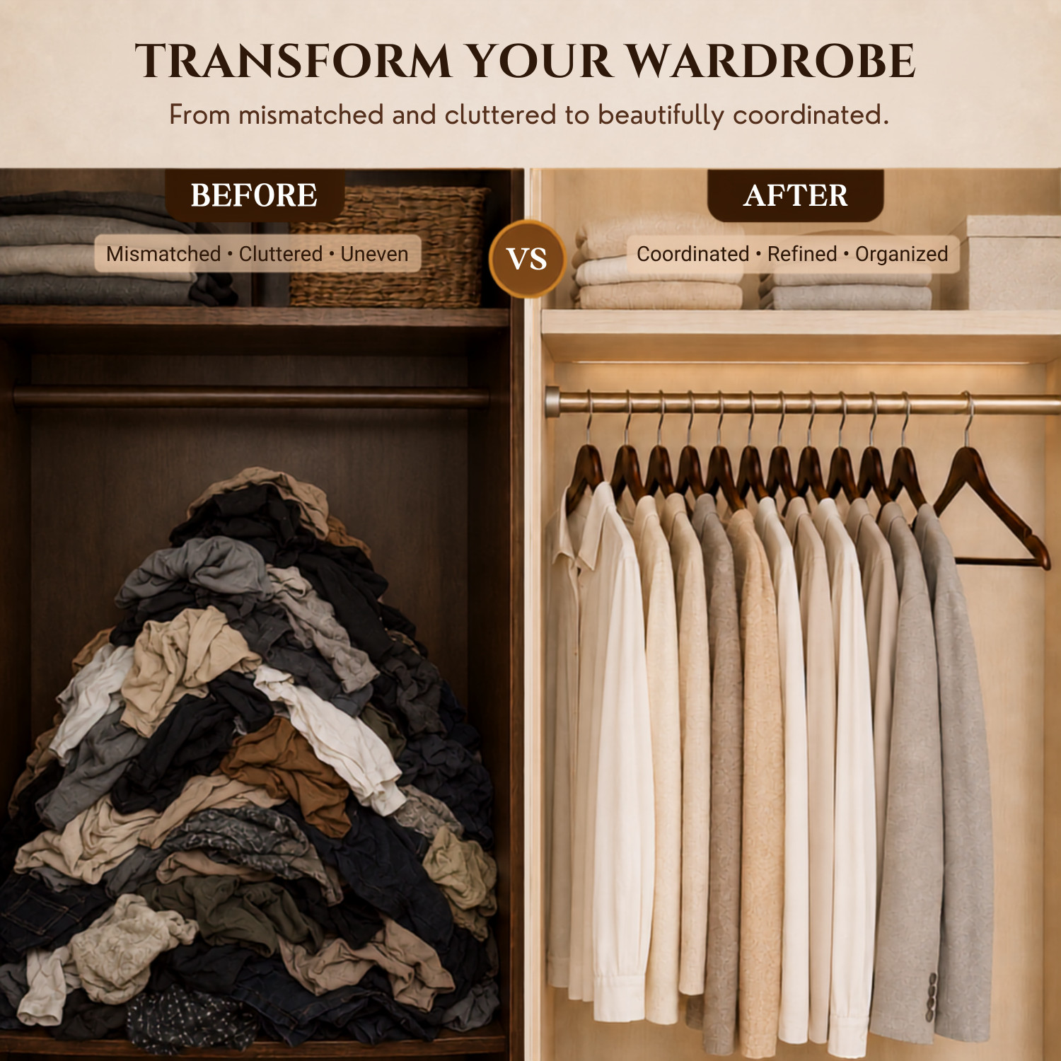 Image of WHISKET Premium Solid Wood Hangers Wood Hangers with 360-Degree Rotatable Hook-Notches Wooden Coat Pack of 36 Hangers For Coat
