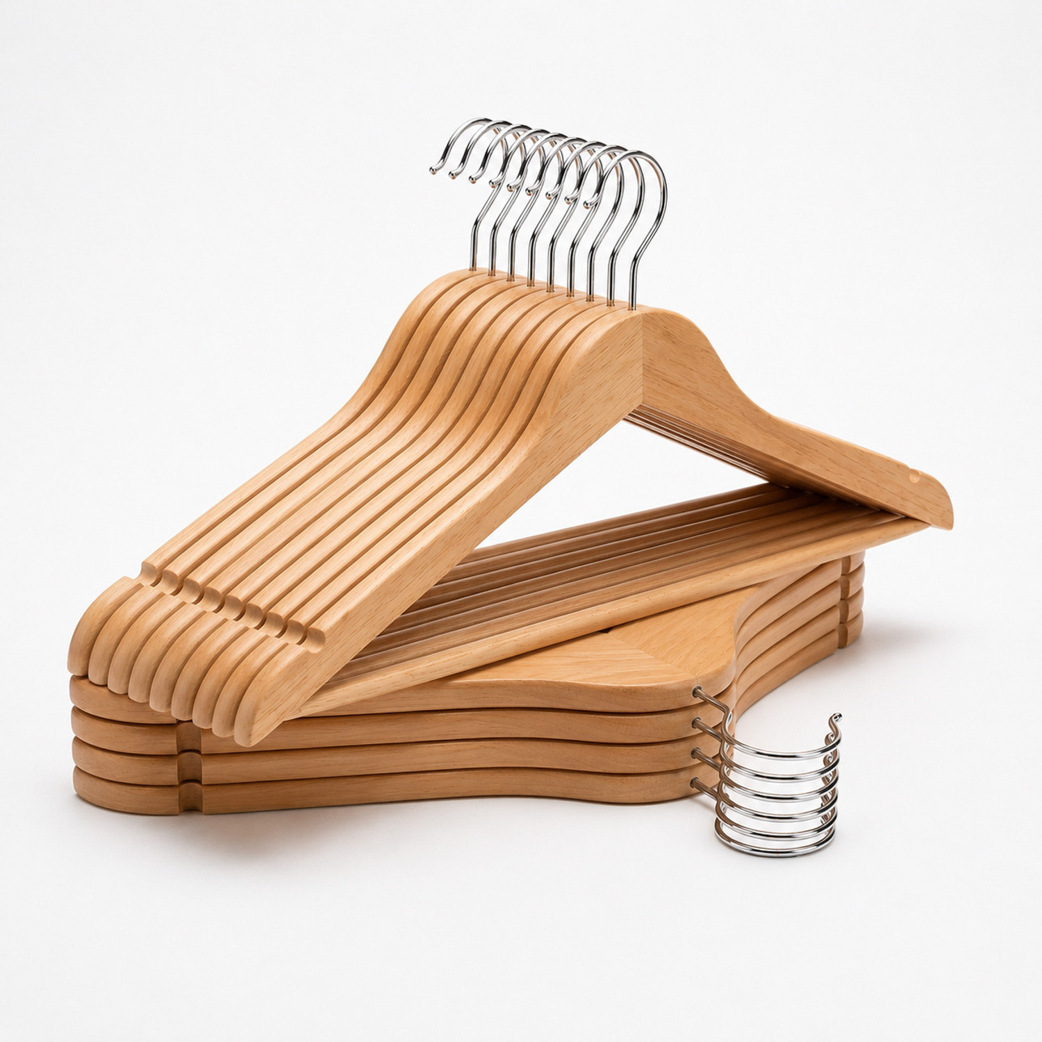 Image of Ishtyle Lotus Wood Anti-Slip Clothes Hanger | Suits, Jackets, Shirts, Trousers, Dresses Wooden Shirt Pack of 24 Hangers For Shirt