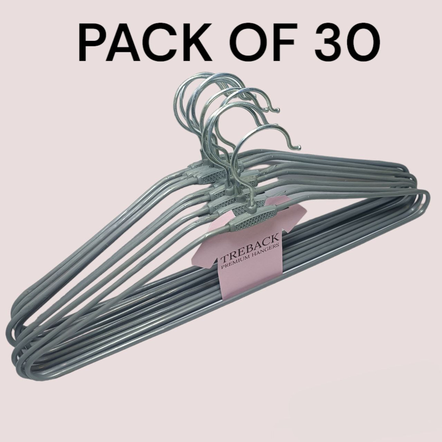 Image of treback Grey hangers pack of 30 heavy rust proof hangers for clothes Steel Shirt Pack of 30 Hangers For Shirt