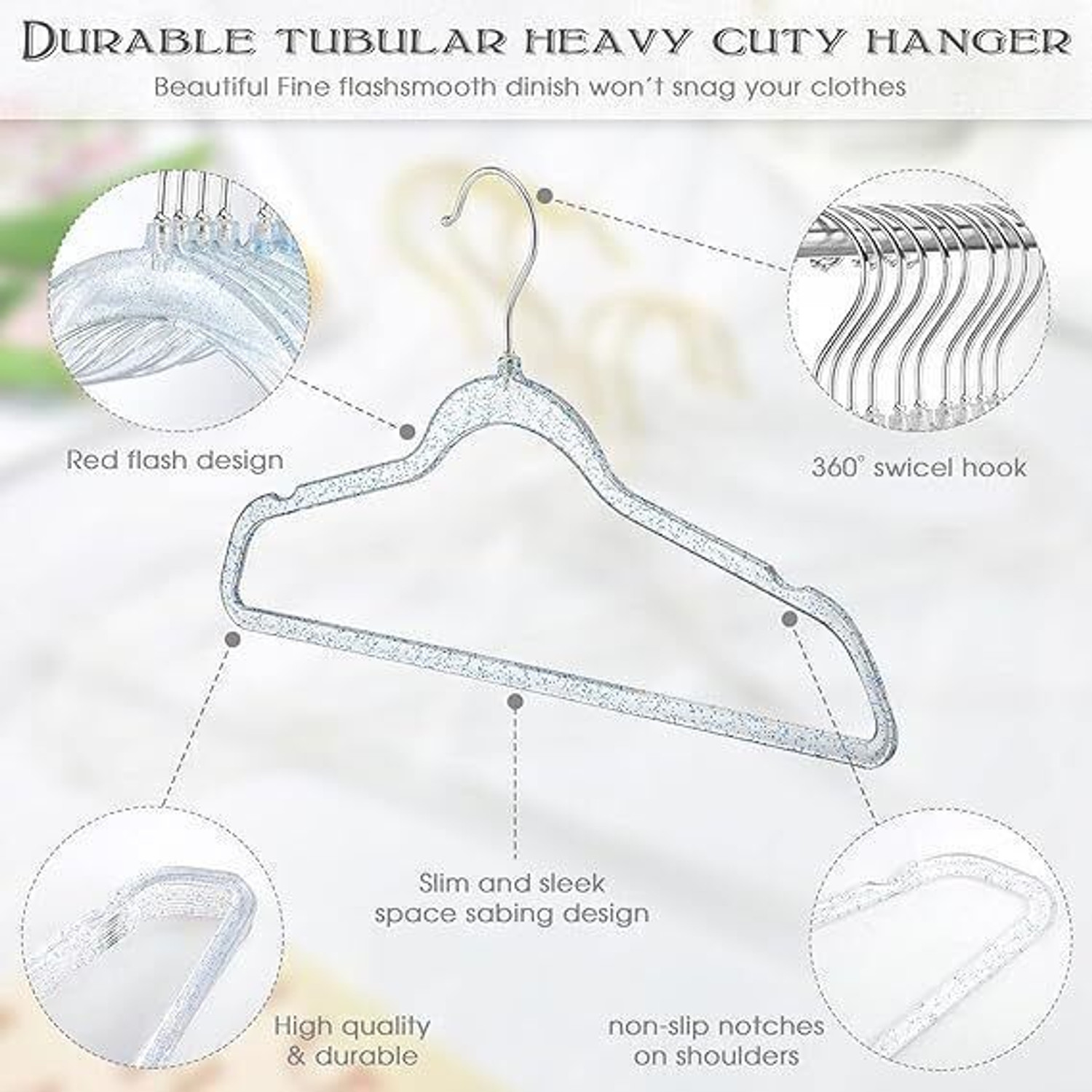 Image of DREWITSTAR Clear Plastic Glitter Coat Non Slip Space Saving Suit Heavy Duty Clothes Hanger Plastic Shirt Pack of 16 Hangers For Shirt