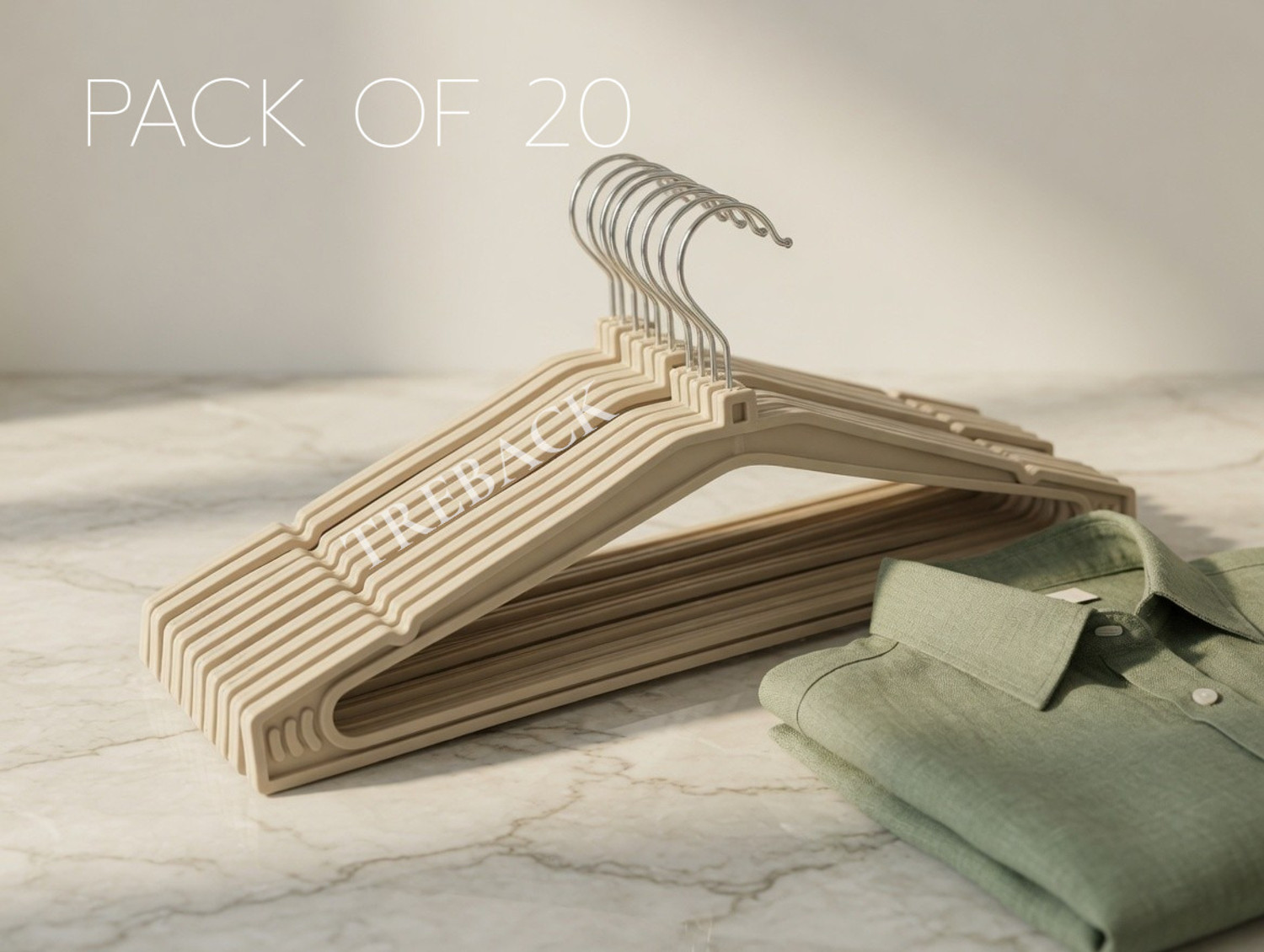 Image of treback Premium hangers for Clothes Plastic Shirt Pack of 20 Hangers For Shirt (Beige)