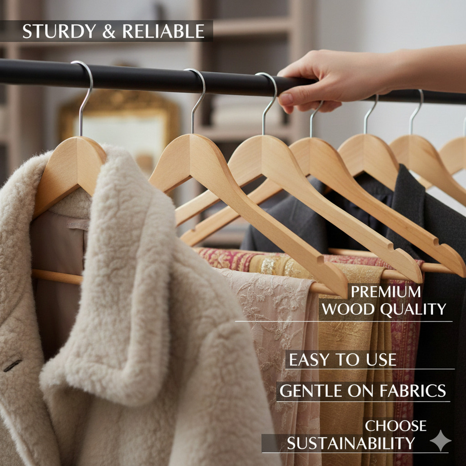 Image of STARHUB TOP HNAGERS Wooden Dress Pack of 10 Hangers For Dress