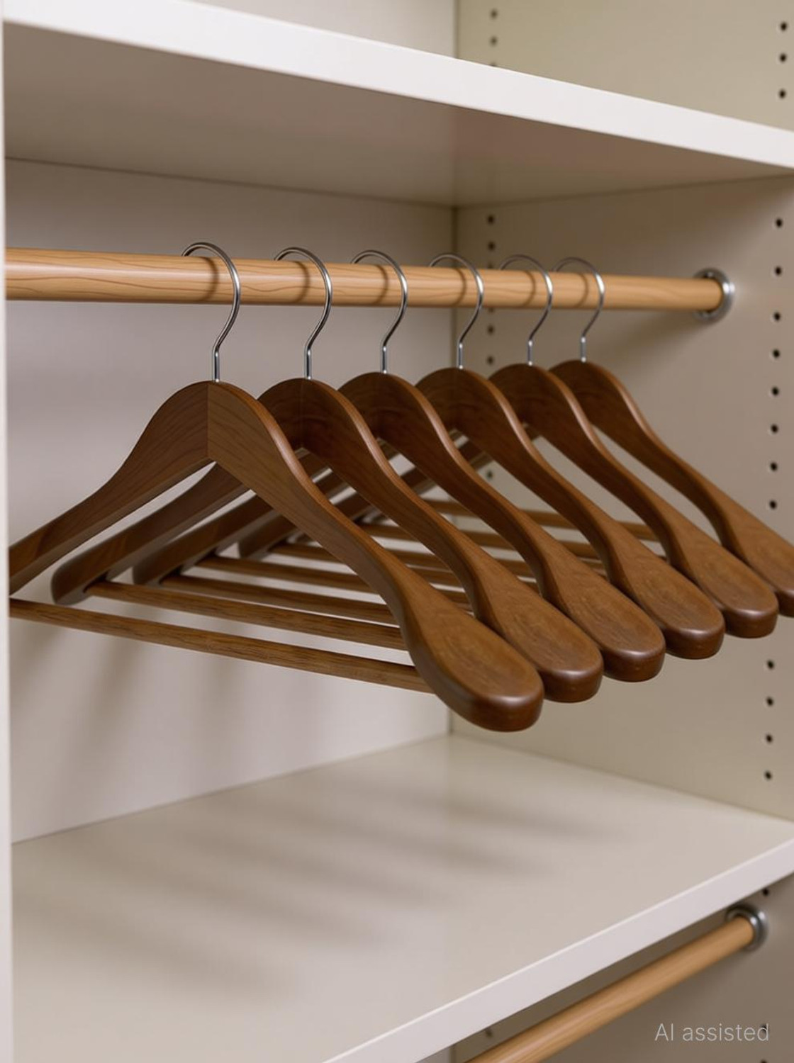 Image of SHOPIVAAN Non Slip Premium Wide Shoulder Coat Hanger, Smooth Finish 360 Swivel Hook Solid Wooden Coat Pack of 6 Hangers For Coat