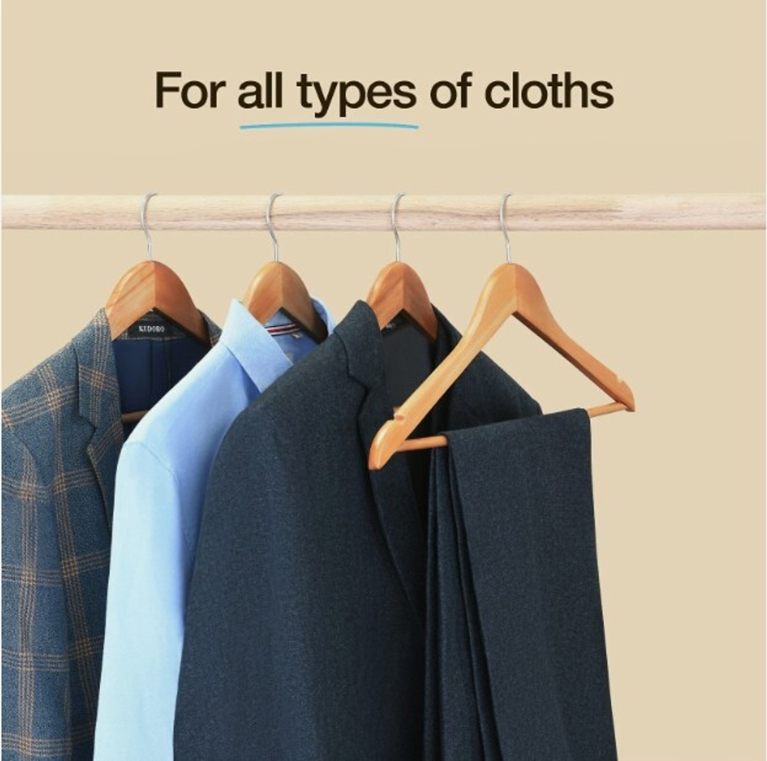 Image of Ishtyle Wooden Hangers for Clothes | Heavy Duty, Non-Slip Bar | Wooden Shirt Pack of 40 Hangers For Shirt
