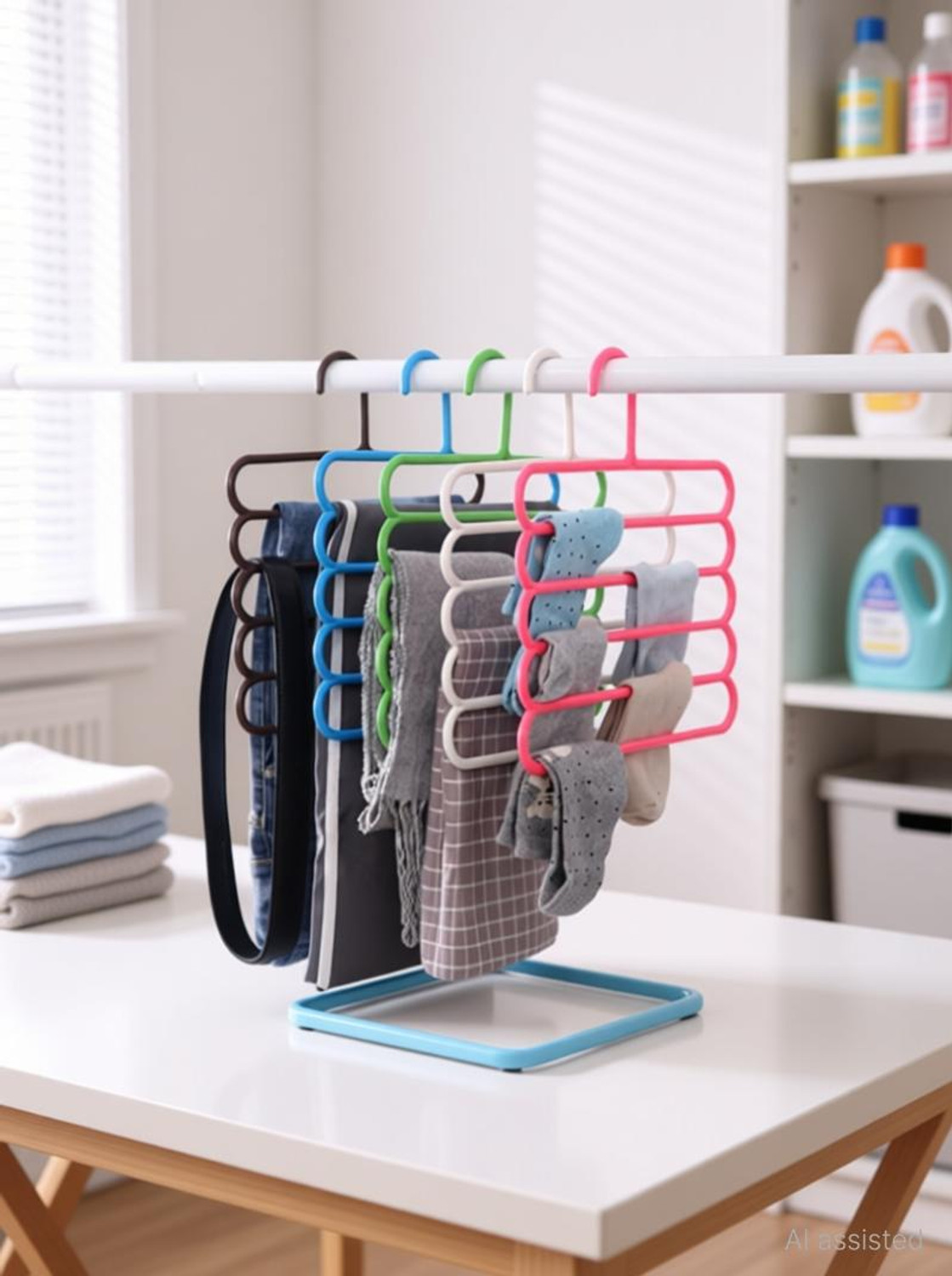 Image of Primelife 5 Layer Clothes Hanger Wardrobe Storage Organizer Rack Space Saving Design Plastic Dress Pack of 5 Hangers For Dress