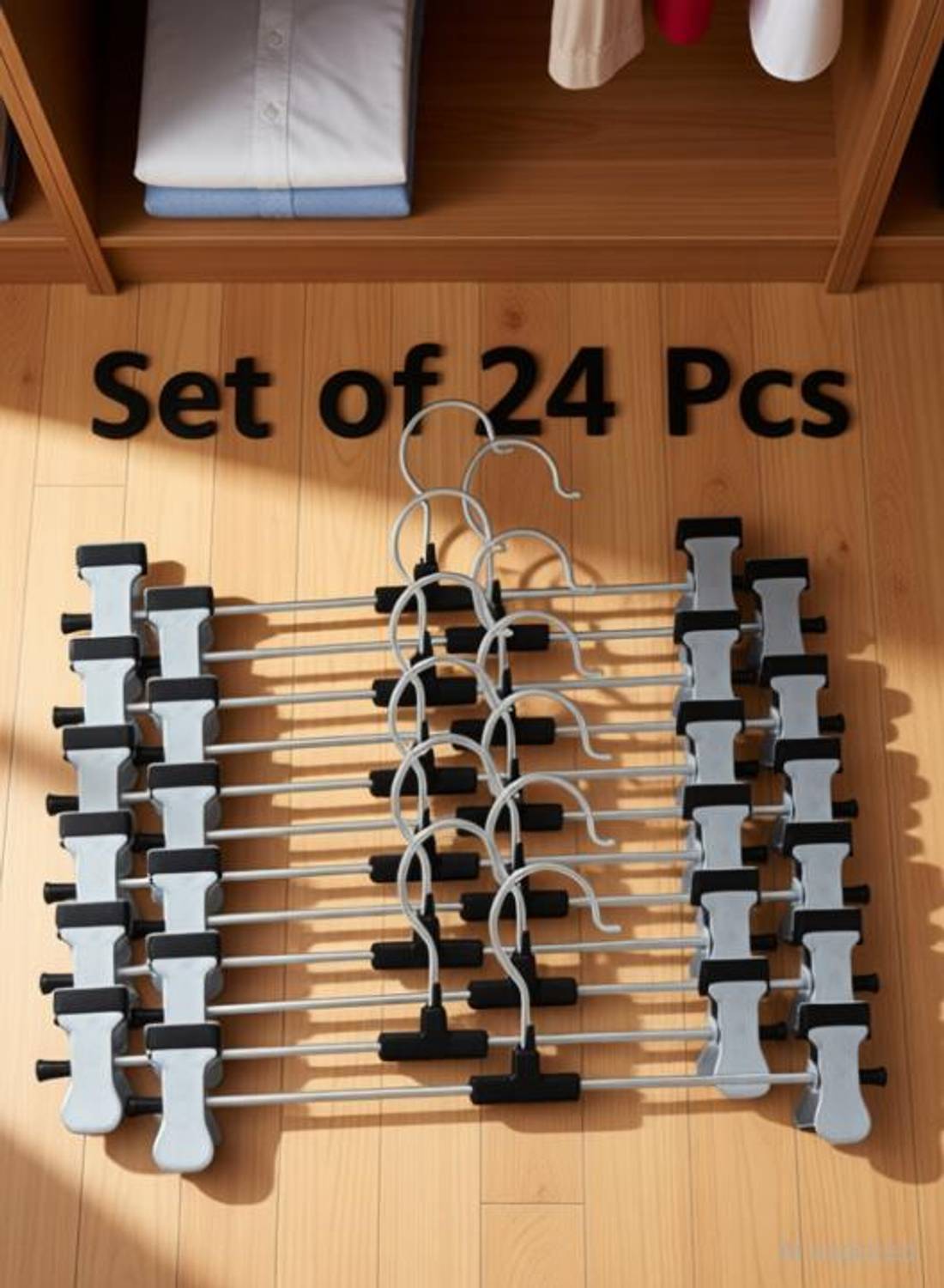 HOMOM Clothes Hangers Clip Hanger For Coat Skirt Dress Blouse Saree Shirts Steel Saree Pack of 24 Hangers For  Saree