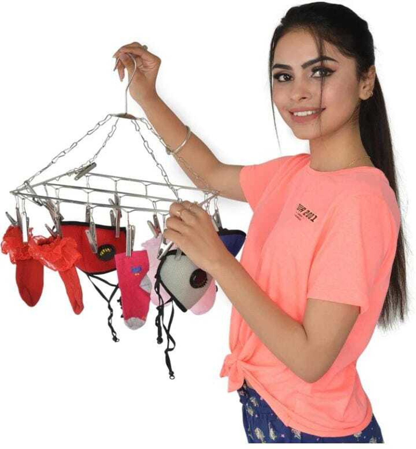Image of Ecom Home FULLY MADE OF JHUMAR Stainless Steel Cloth Clips Steel Tie Hanger For Tie