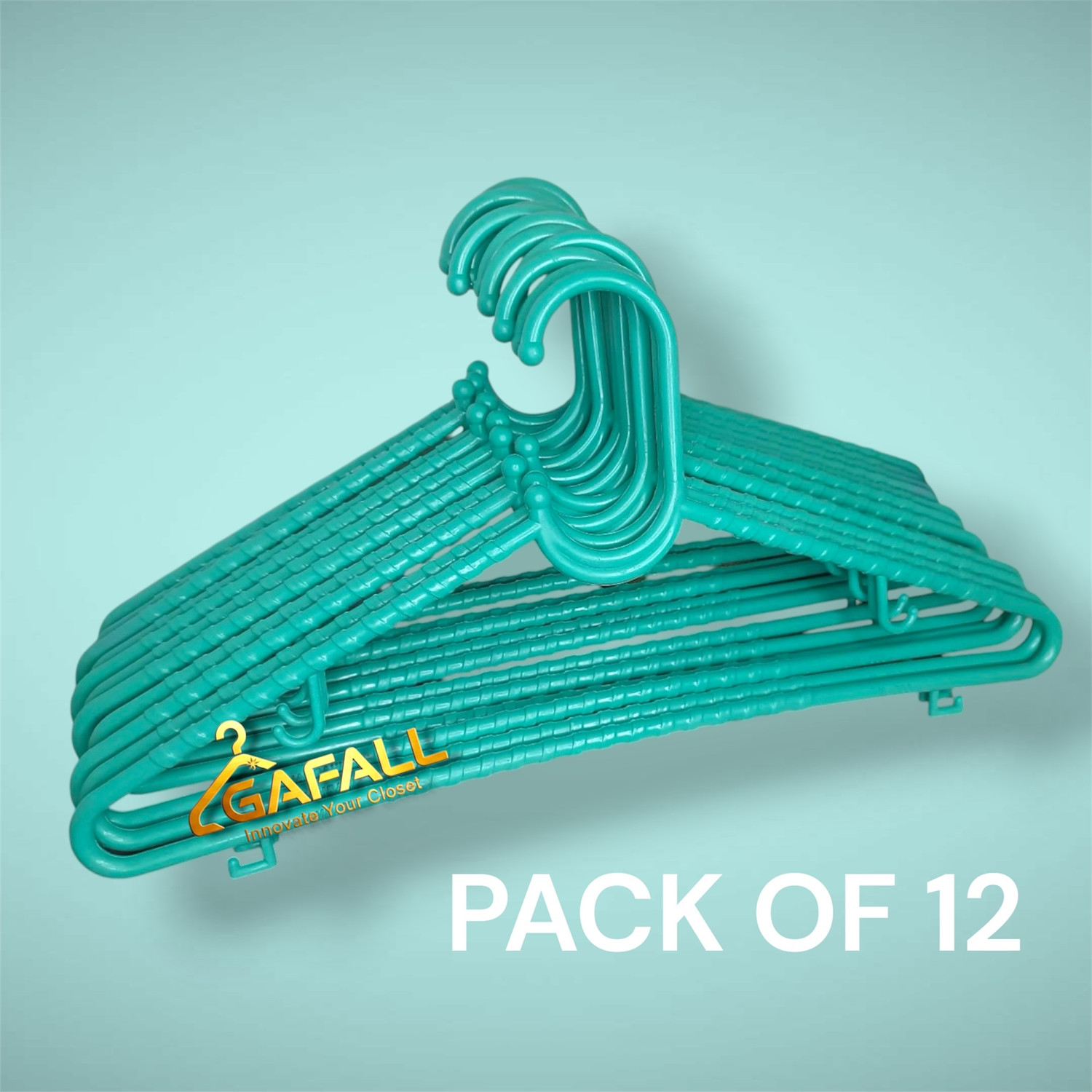 Image of gafall HANGER FOR CLOTHES GREEN PACK OF 12 Plastic Dress Pack of 12 Hangers For Dress