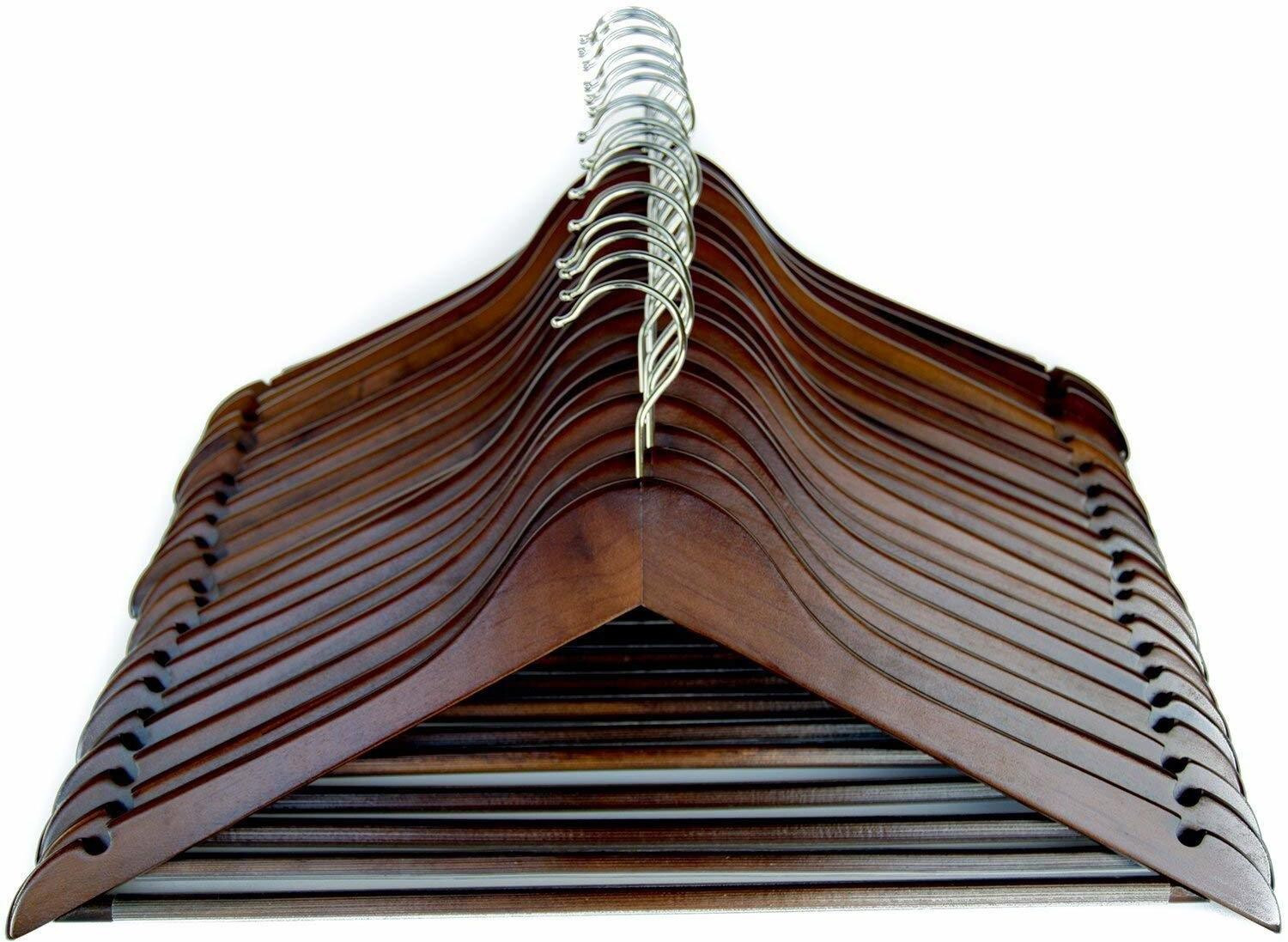 Image of Star Work walnut wooden hanger Wooden Shirt Pack of 16 Hangers For Shirt