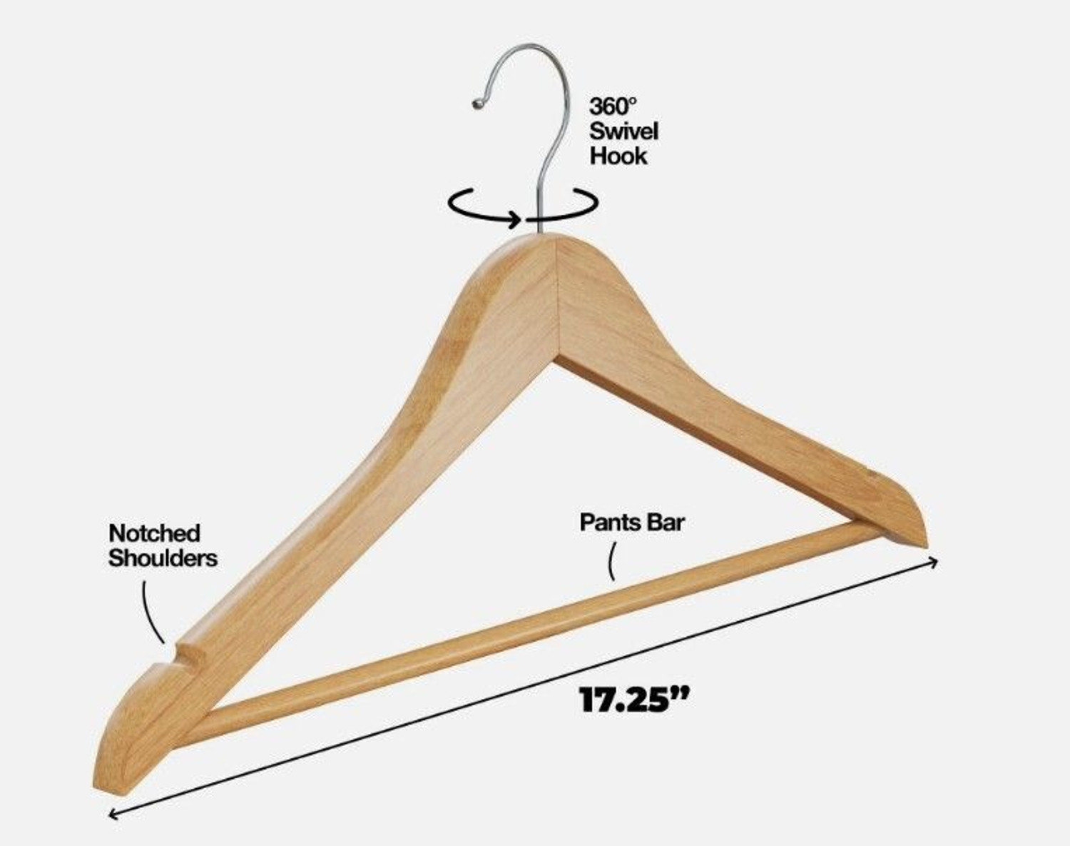 Image of Ishtyle Lotus Wood Anti-Slip Clothes Hanger | Suits, Jackets, Shirts, Trousers, Dresses Wooden Shirt Pack of 24 Hangers For Shirt