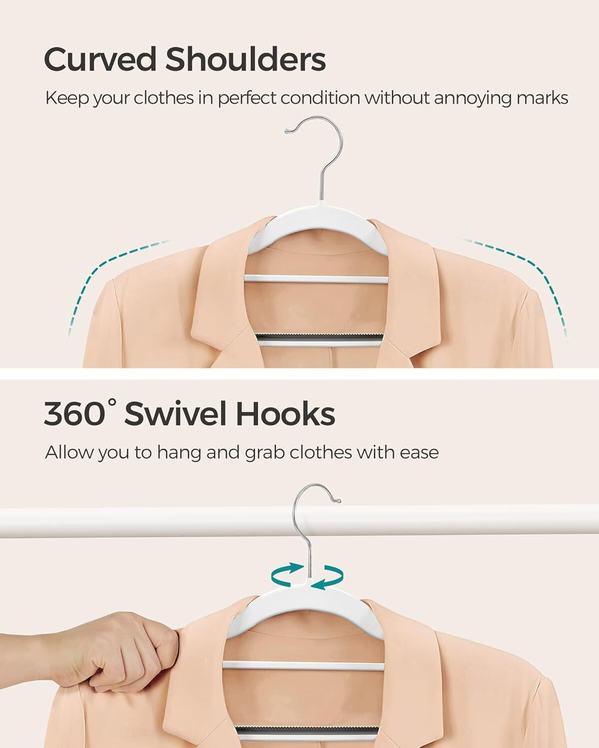 Image of LIGER BLINDS Plastic Clothes Hangers - Space Saving Dry & Wet Hangers with Non-Slip Pads Plastic Shirt Pack of 10 Hangers For Shirt