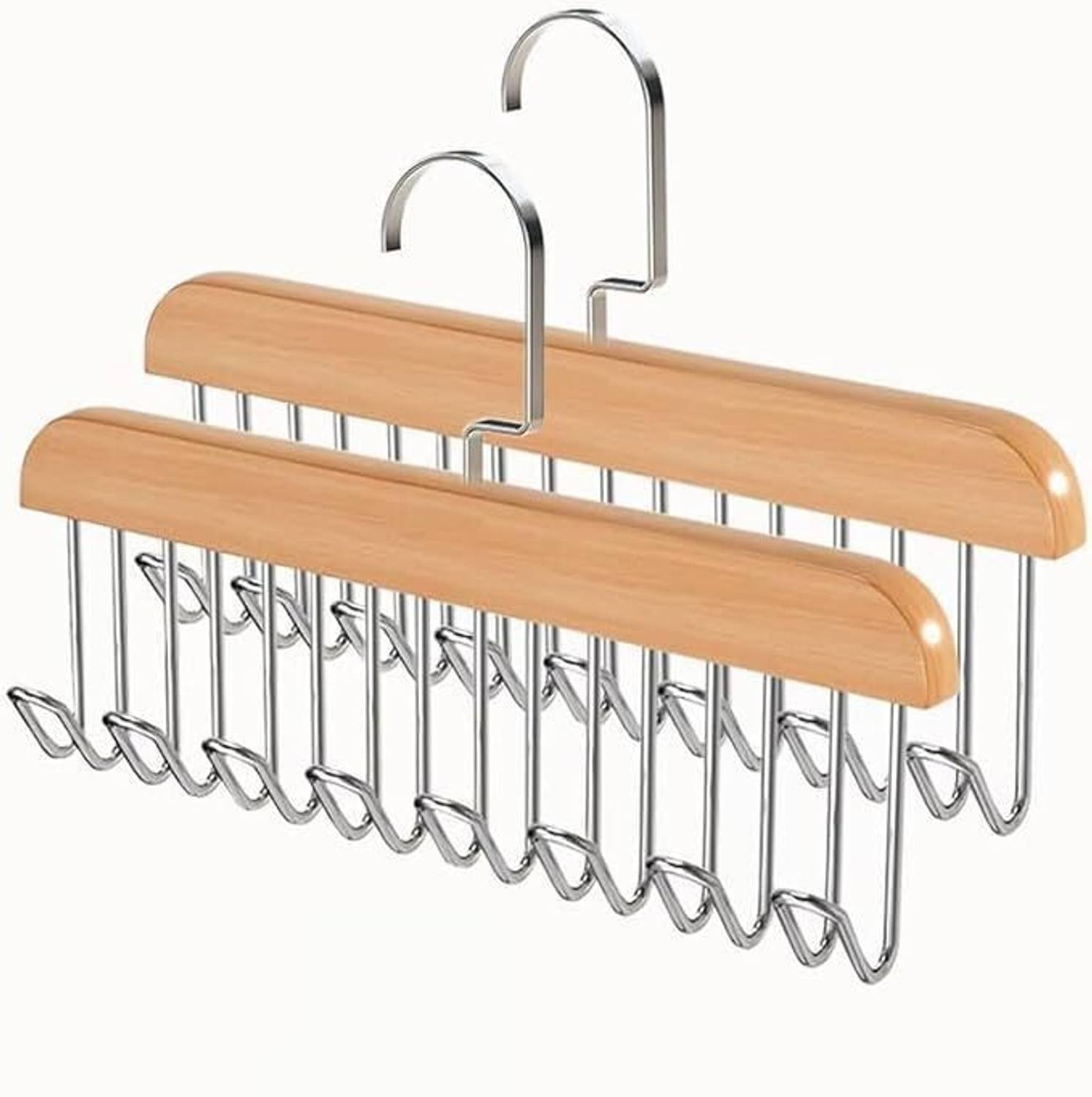 DRUPE Multi Hook Clothes Hanging Rack, Wooden, Pack of 2