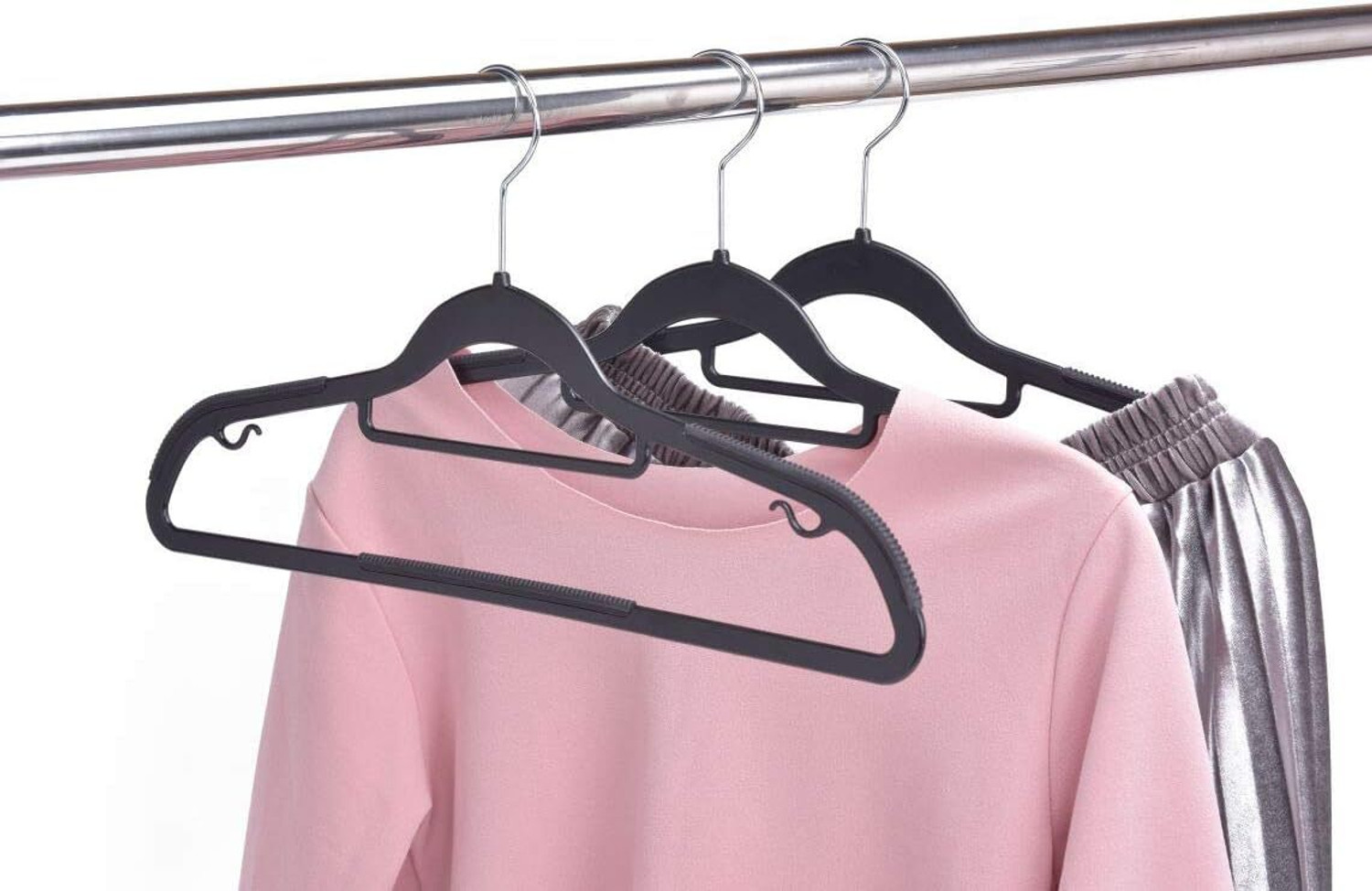Image of Kienlix Clothes Hanger Wardrobe Storage Organizer Rack Plastic Belt Pack of 10 Hangers For Belt
