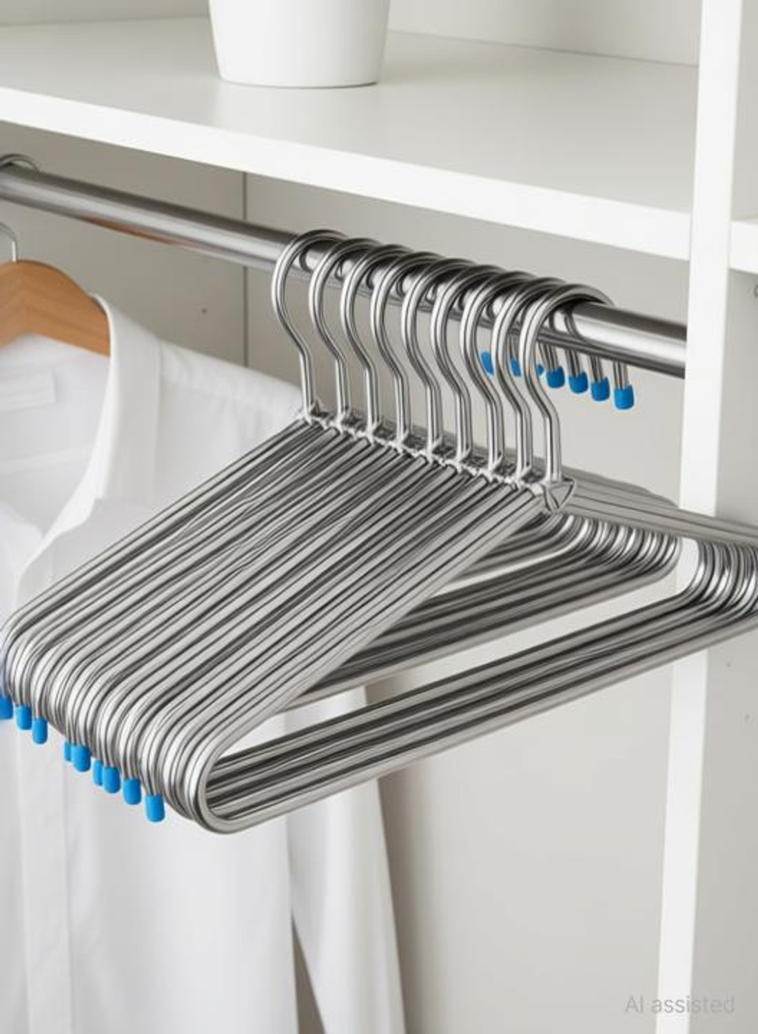 Image of HBBBROTHERS Pack of 24 Stainless Steel Hangers Heavy Duty Rust Proof Metal Steel Shirt Pack of 24 Hangers For Shirt