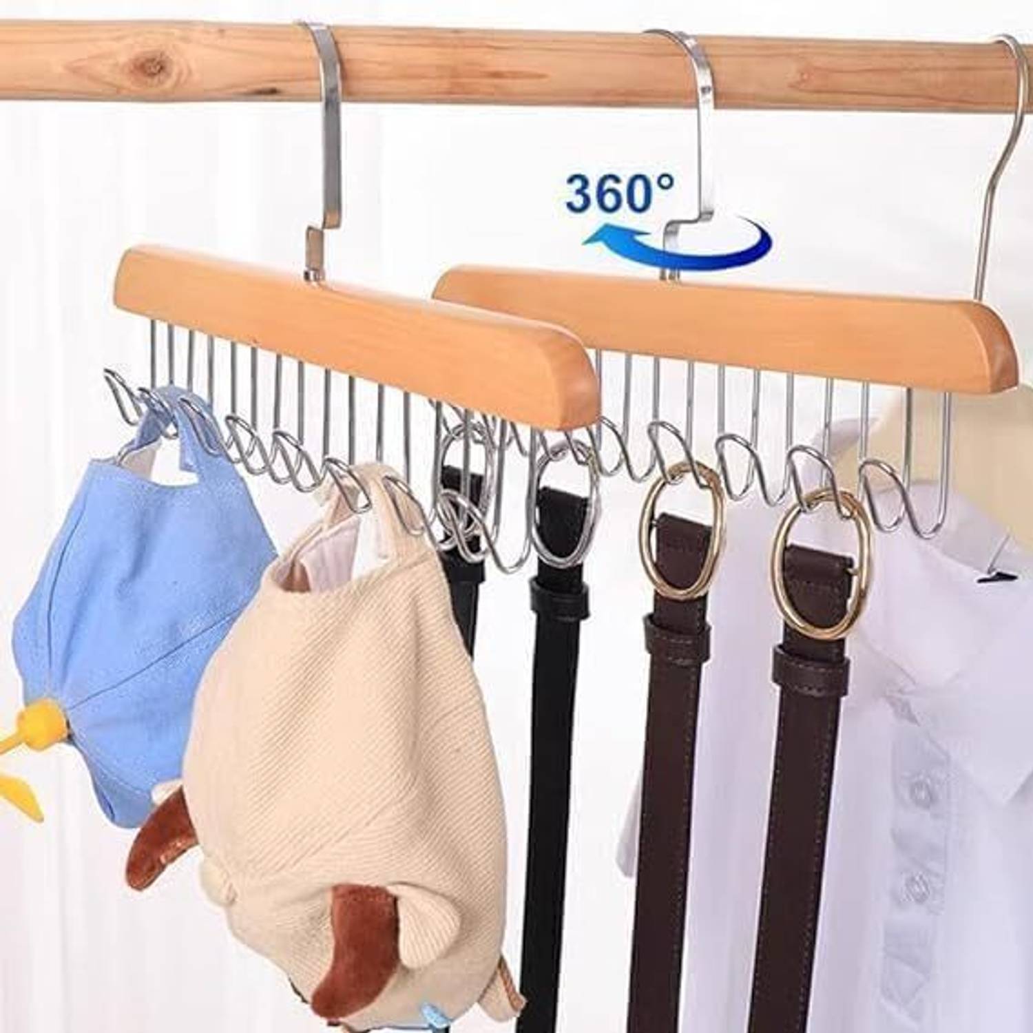DRUPE Multi Hook Clothes Hanging Rack, Wooden, Pack of 2 - Image 2