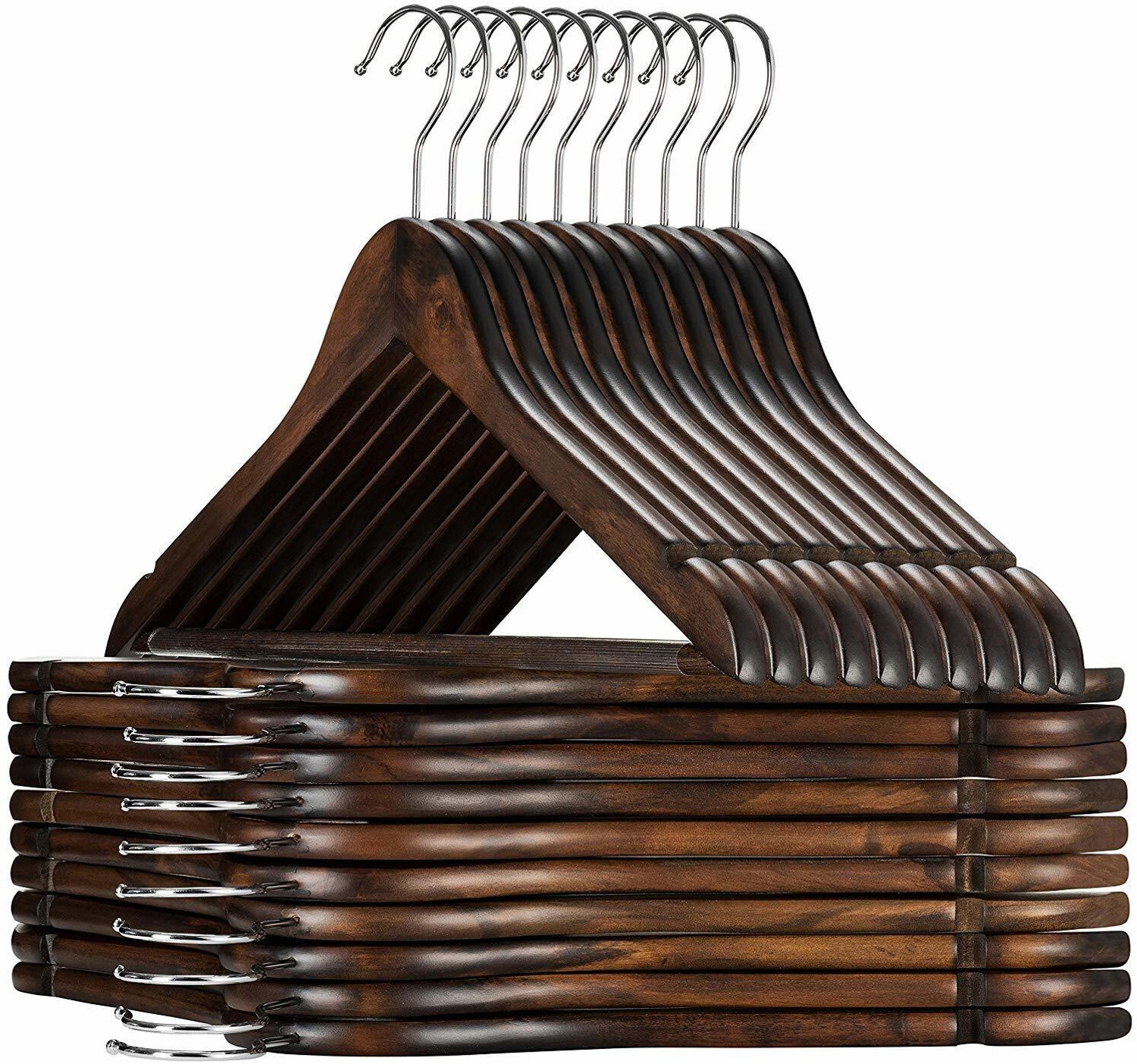 Image of Star Work walnut wooden hanger Wooden Shirt Pack of 16 Hangers For Shirt