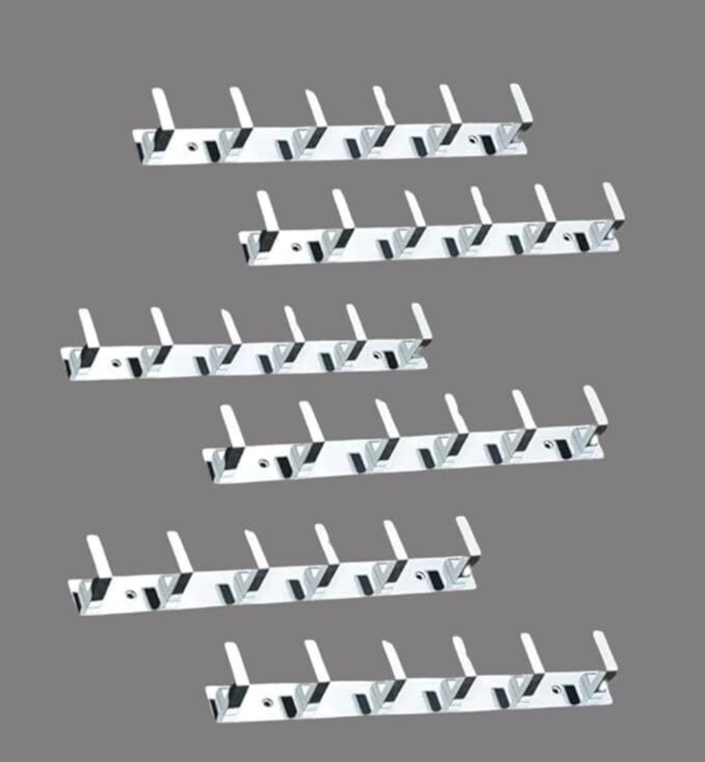 Image of ARSENTERPRISES Stainless Steel Khunti 6 Hook Cloth Hanger for Wall Clothes, Shirt Hanging Hooks Steel Scarf Pack of 6 Hangers For Scarf