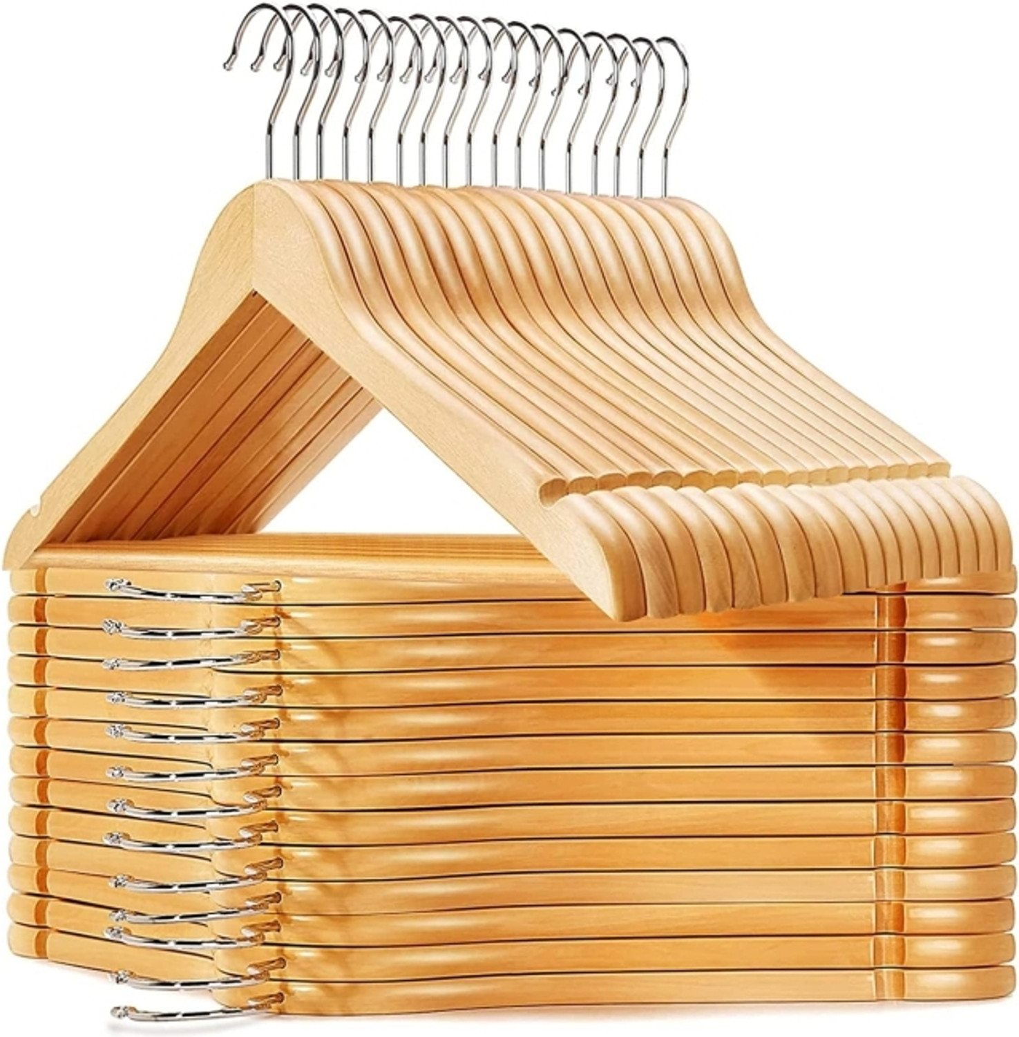Image of Star Work Solid Wood Hangers,with Extra Smooth Finish Wooden Shirt Pack of 8 Hangers For Shirt