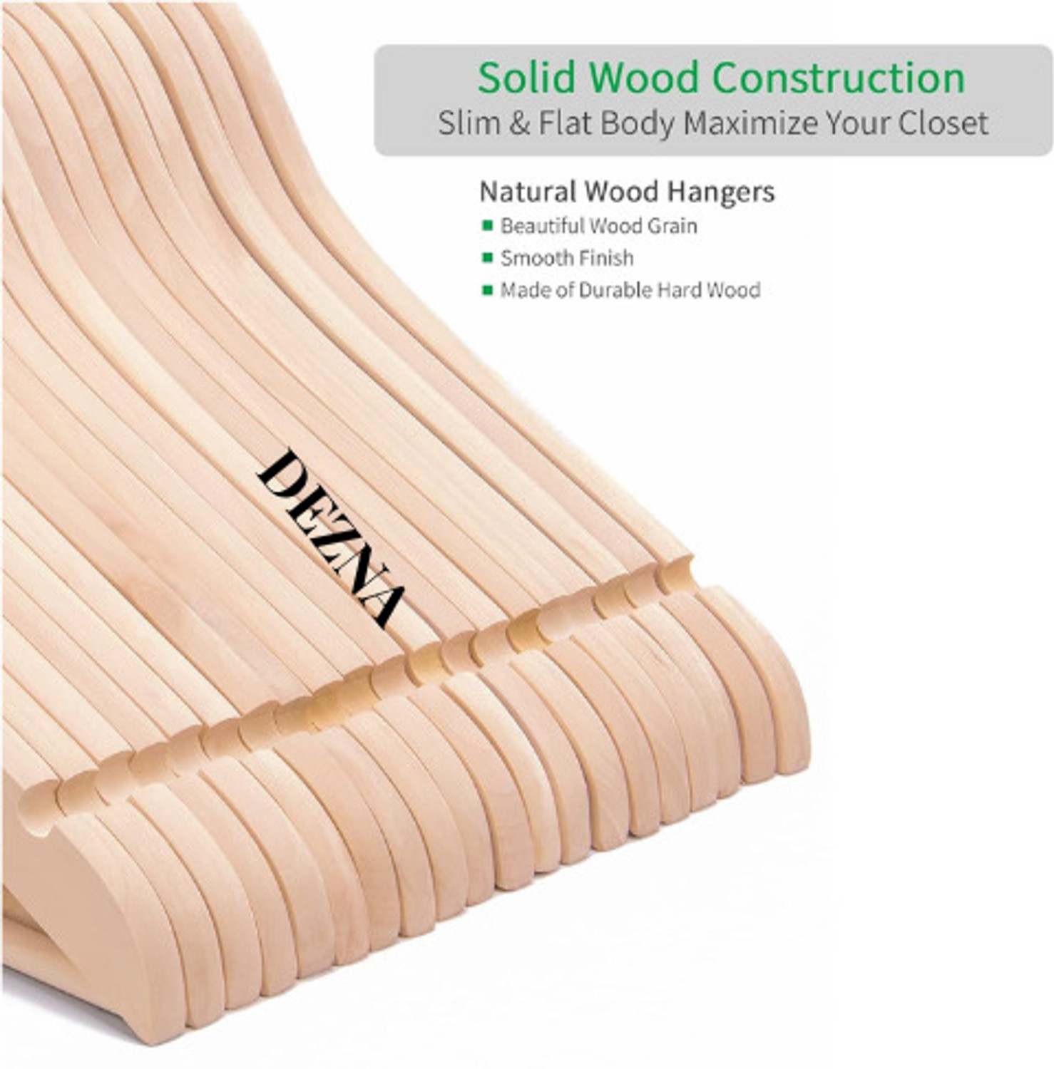 Image of DEZNA Wooden Plastic Space Saving Plastic Coat Pack of 6 Hangers For Coat