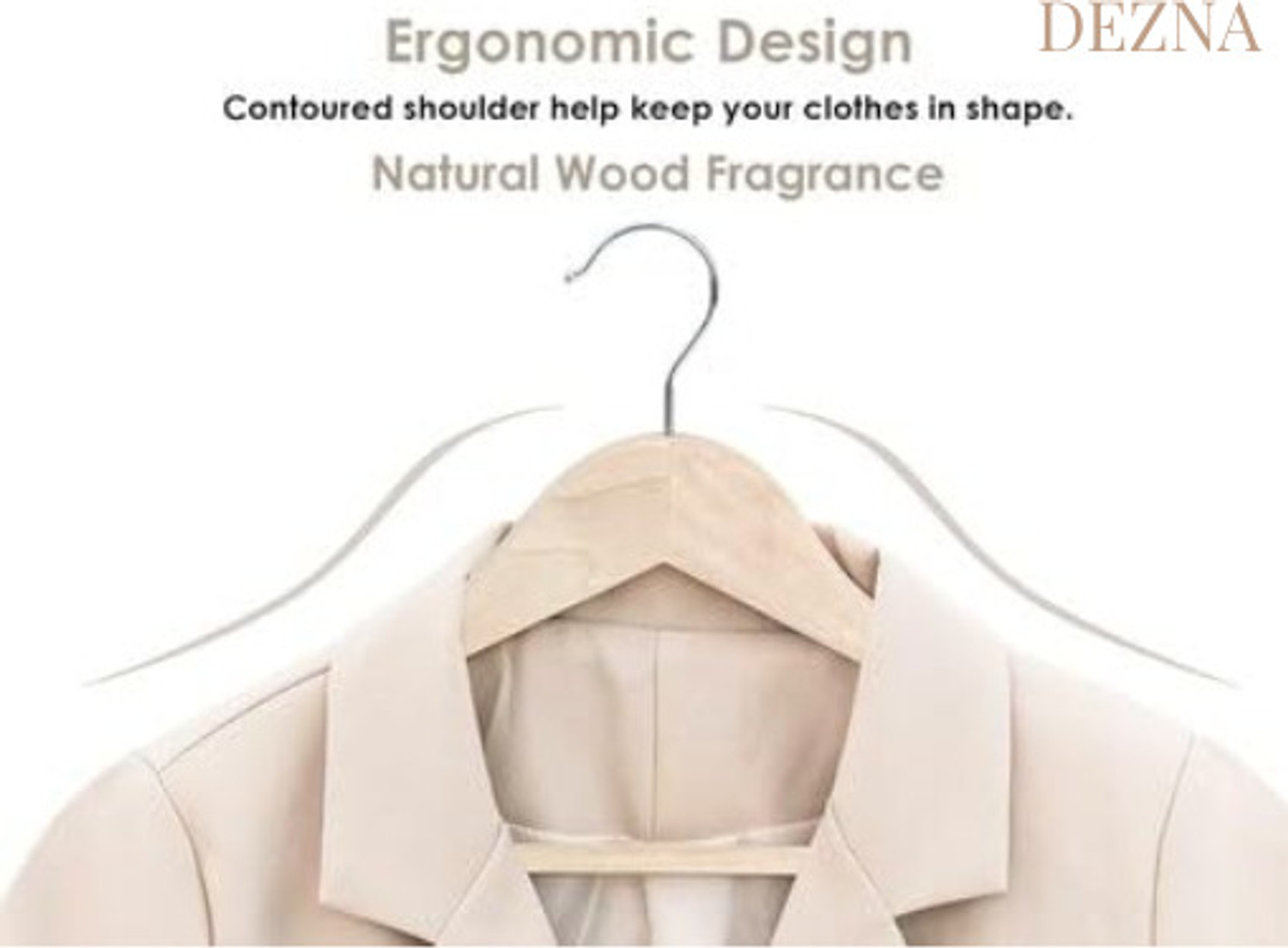 Image of DEZNA Wooden Plastic Space Saving Plastic Coat Pack of 6 Hangers For Coat
