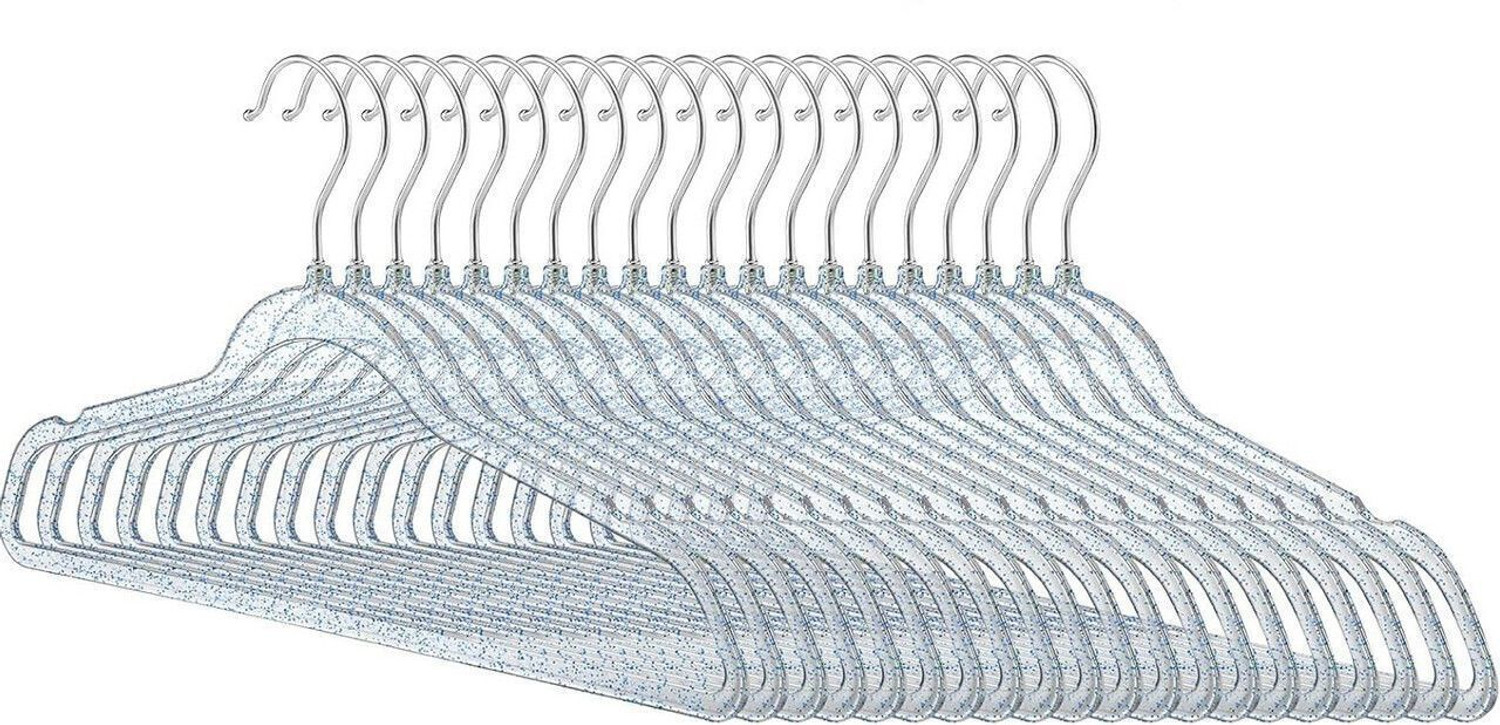 Image of DREWITSTAR Clear Plastic Glitter Coat Non Slip Space Saving Suit Heavy Duty Clothes Hanger Plastic Shirt Pack of 16 Hangers For Shirt