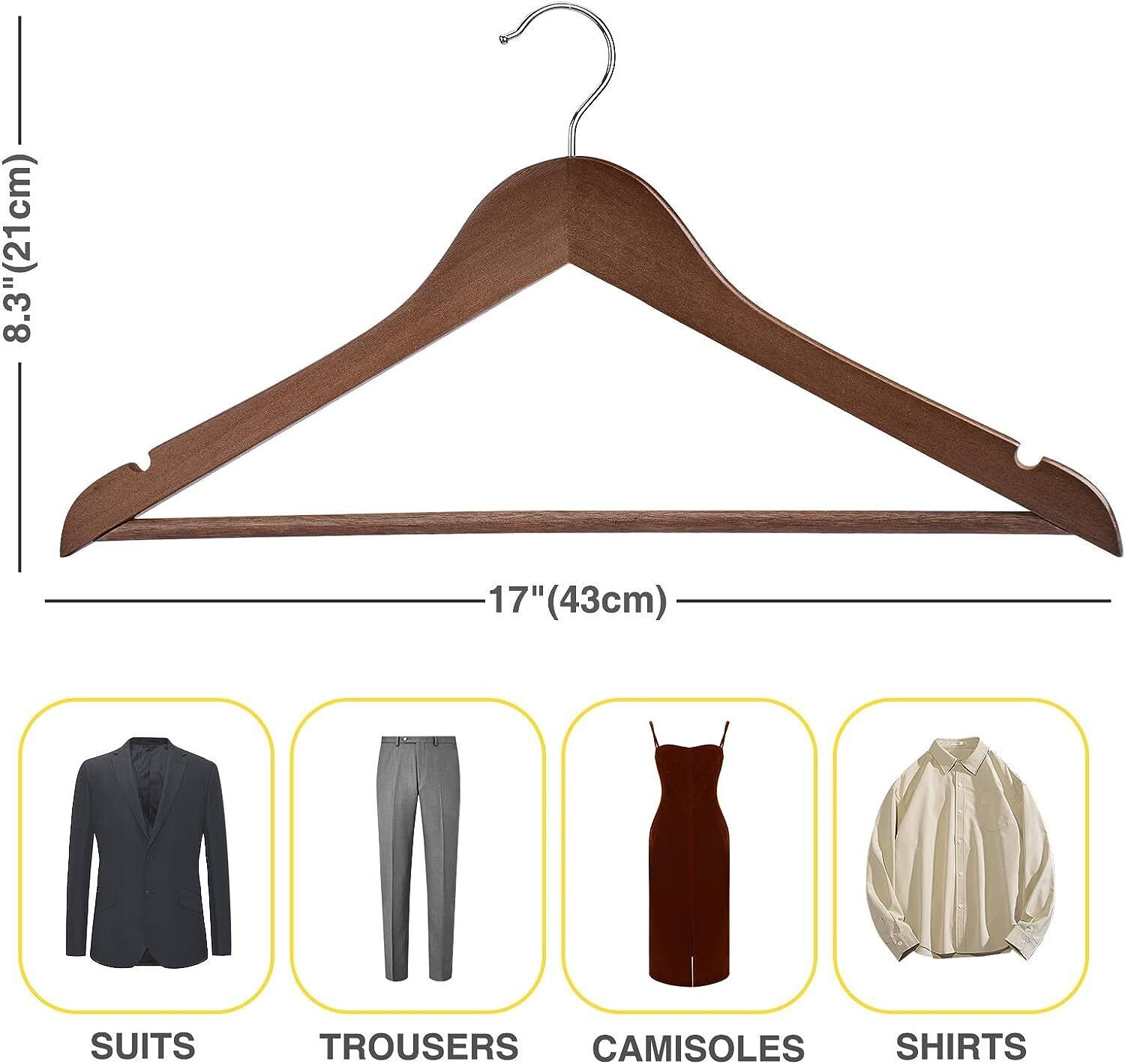 Image of Star Work walnut wooden hanger Wooden Shirt Pack of 16 Hangers For Shirt