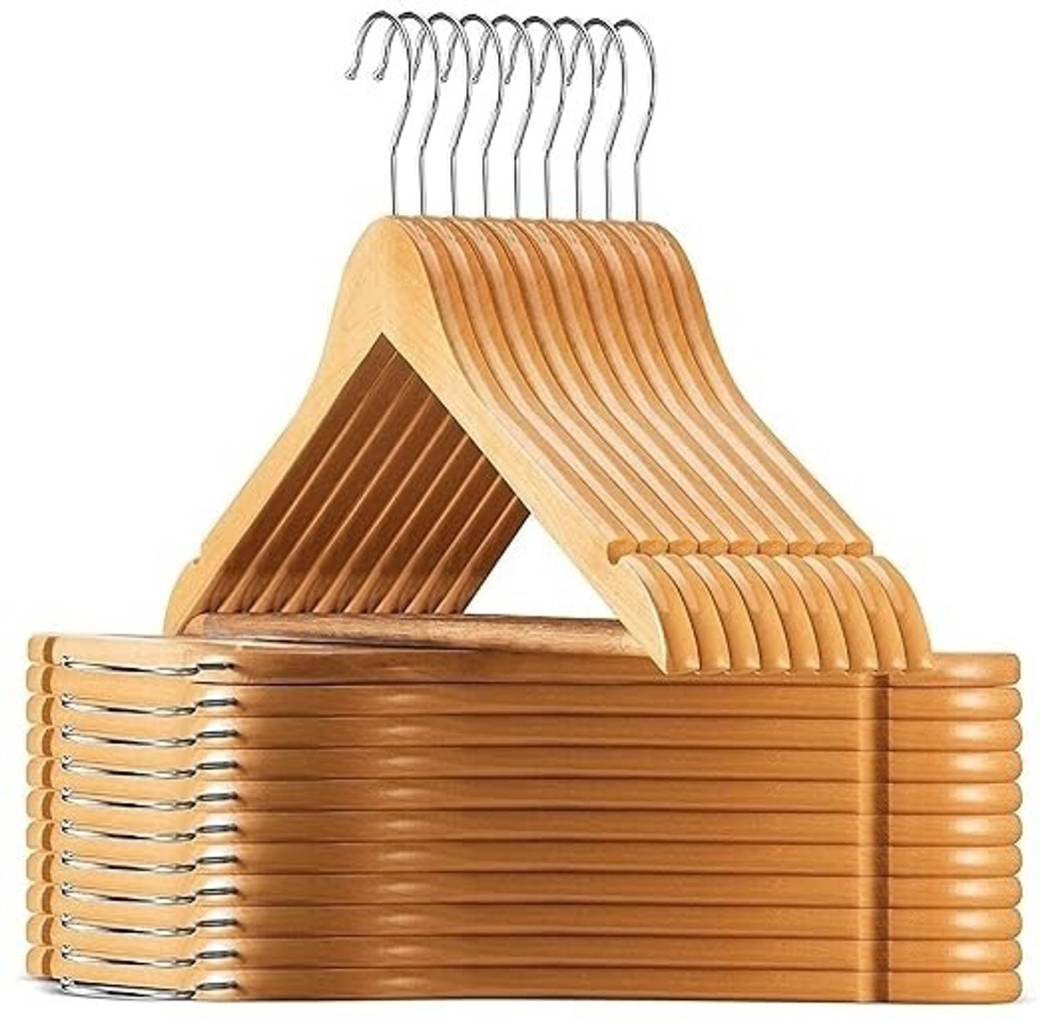 AshandRoh Clothes Hangers, Wooden Hangers Ultra Thin Space Saving Non-Slip Hanger Wooden Coat Pack of 16 Hangers For Coat