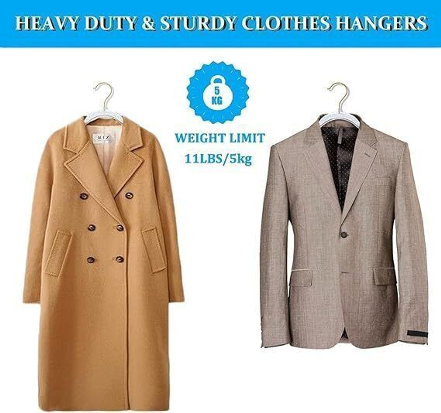 Image of DREWITSTAR Clear Plastic Glitter Coat Non Slip Space Saving Suit Heavy Duty Clothes Hanger Plastic Shirt Pack of 16 Hangers For Shirt