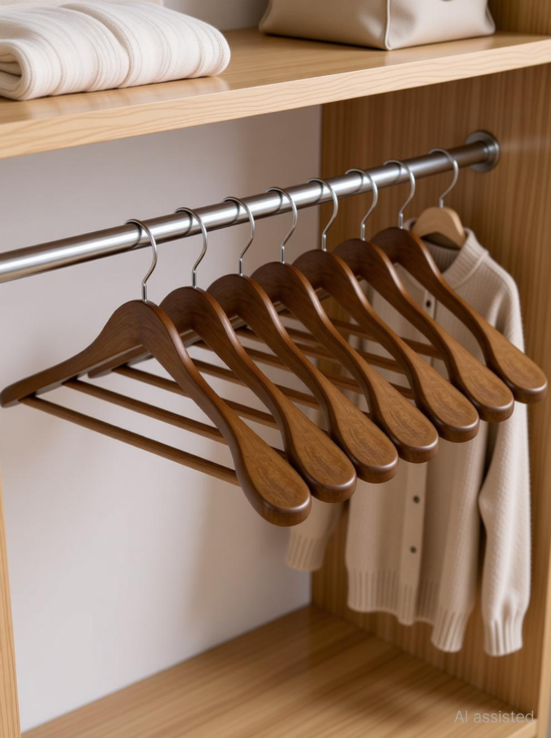 Image of SHOPIVAAN Non Slip Premium Wide Shoulder Coat Hanger, Smooth Finish 360 Swivel Hook Solid Wooden Coat Pack of 12 Hangers For Coat