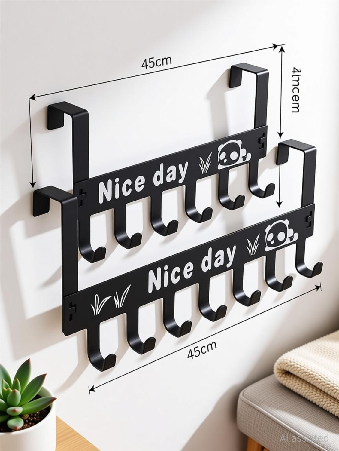 Image of KESOL Metal Over-the-Door Hook Rack - 6 Hooks for Hanging Clothes, Towels & Bags Steel Shirt Pack of 2 Hangers For Shirt
