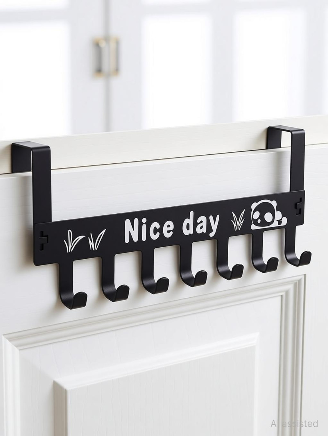 Image of KESOL Metal Over-the-Door Hook Rack - 6 Hooks for Hanging Clothes, Towels & Bags Steel Shirt Pack of 2 Hangers For Shirt