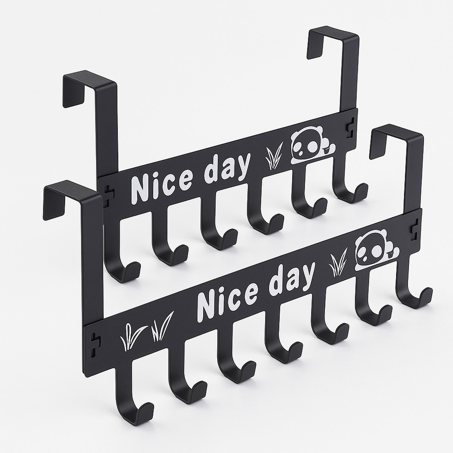 Image of KESOL Metal Over-the-Door Hook Rack - 6 Hooks for Hanging Clothes, Towels & Bags Steel Shirt Pack of 2 Hangers For Shirt