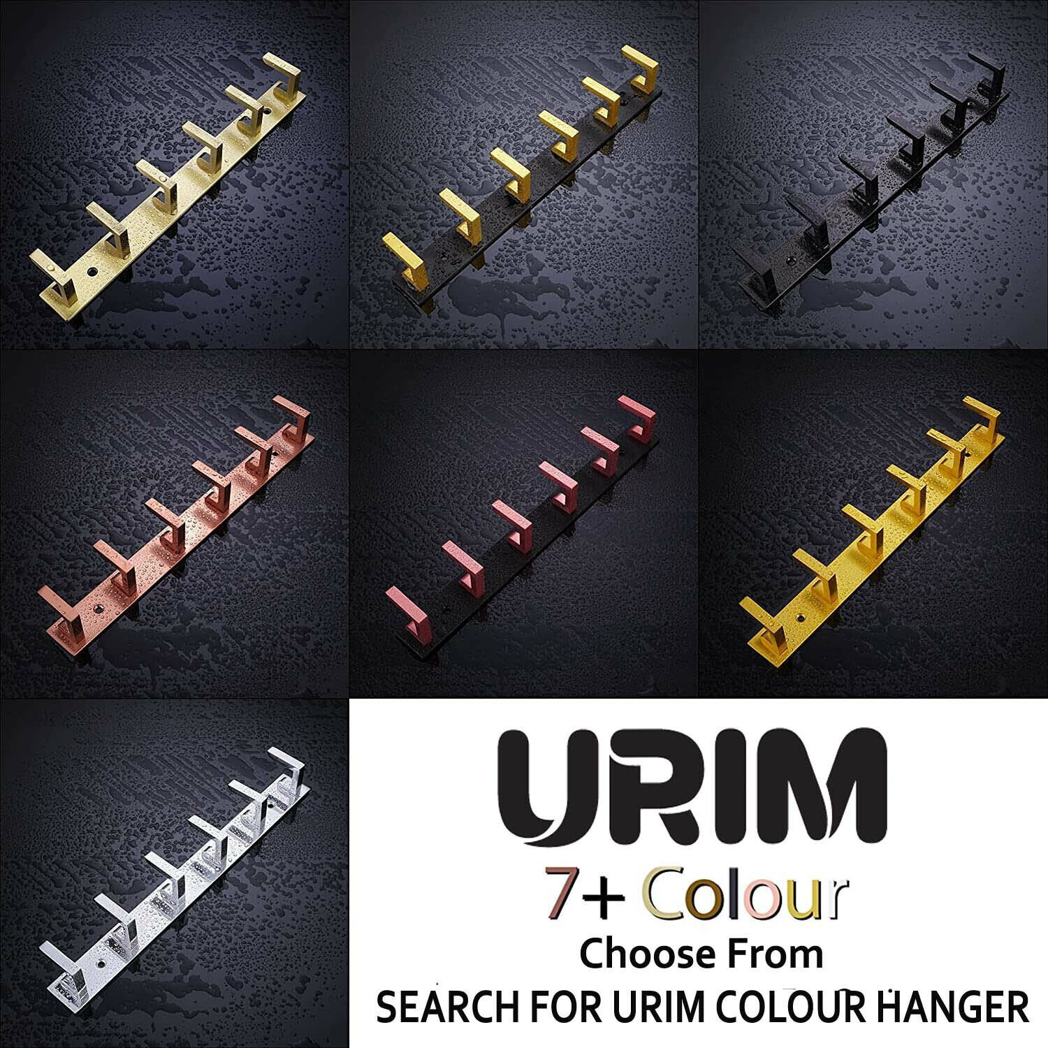 Image of URIM Exclusive Extra Long 6 Pin Bathroom Cloth Aluminium Coat Pack of 3 Hangers For Coat (Black)