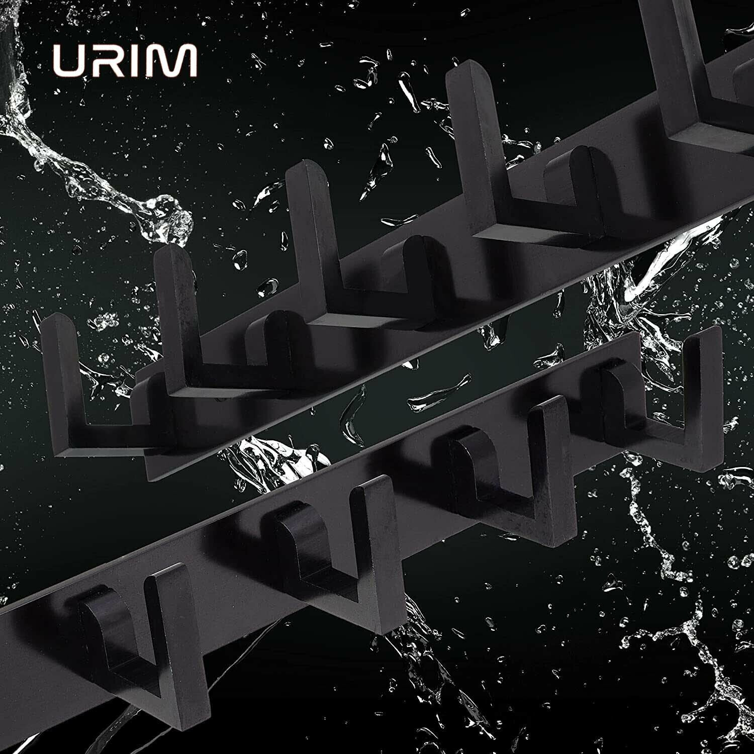 Image of URIM Exclusive Extra Long 6 Pin Bathroom Cloth Aluminium Coat Pack of 3 Hangers For Coat (Black)