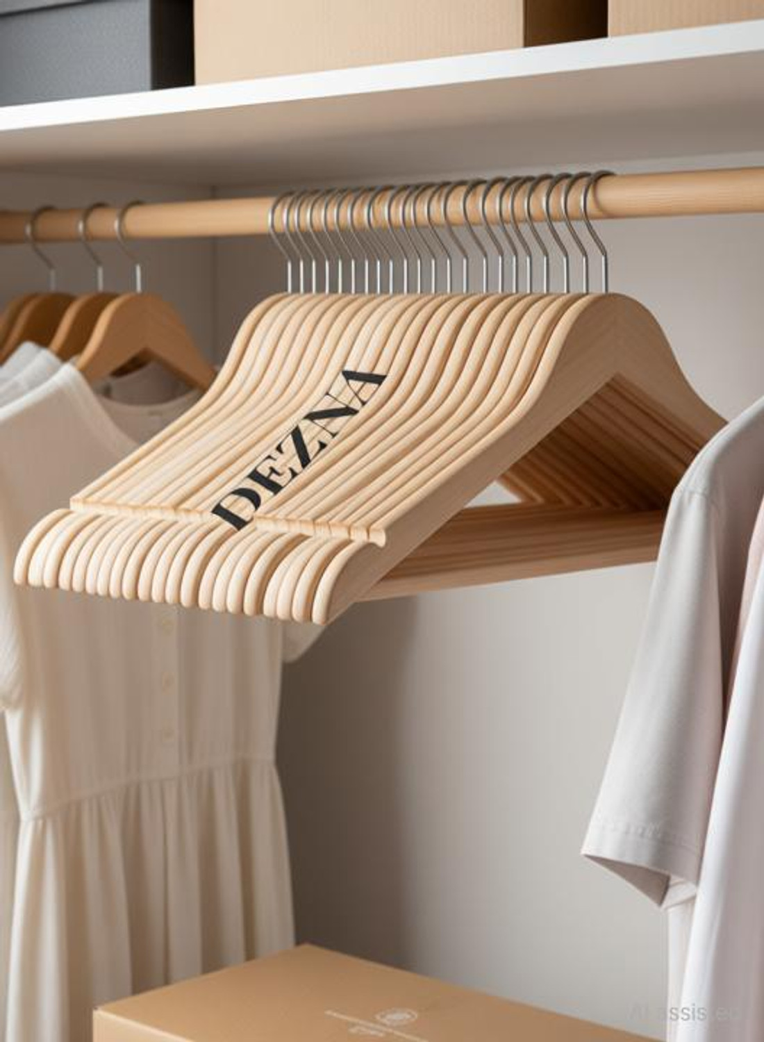Image of DEZNA Wooden Plastic Space Saving Plastic Coat Pack of 12 Hangers For Coat
