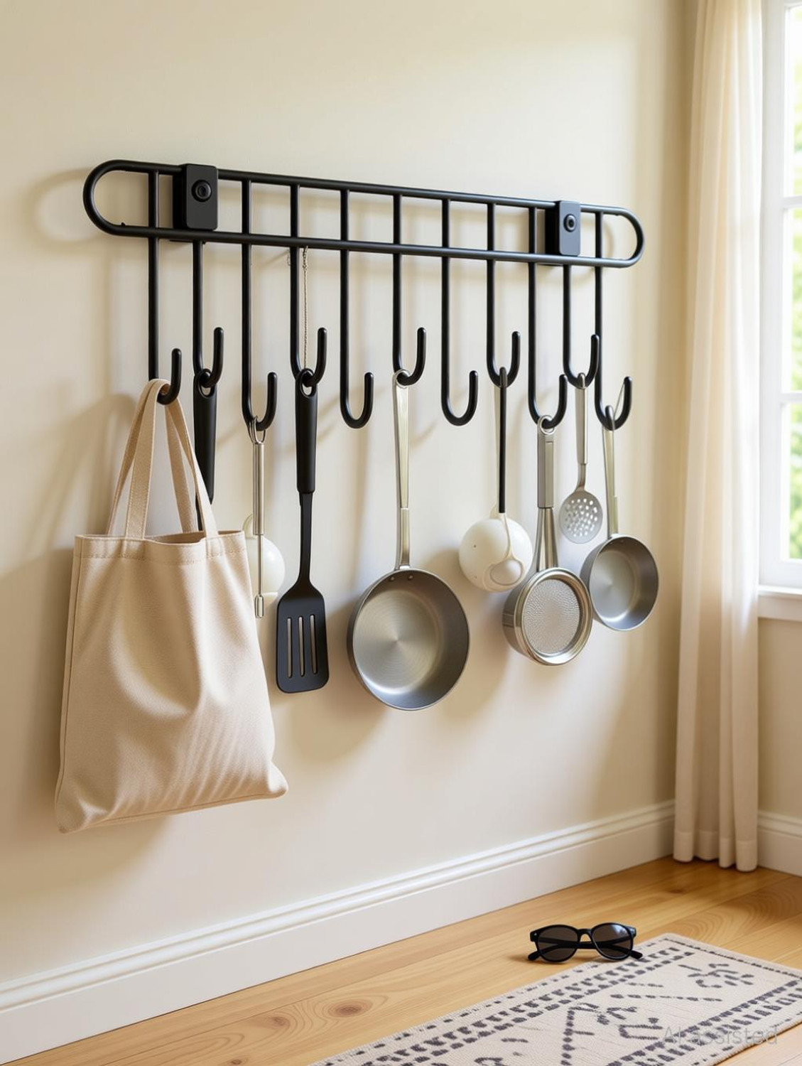 Image of DXDT Steel Kitchen Utensil hanger / Door Hook Hanger (set of 1) with 11 Wall Hooks Accessories Organizer, Handbag Organizer, Scarf Organizer