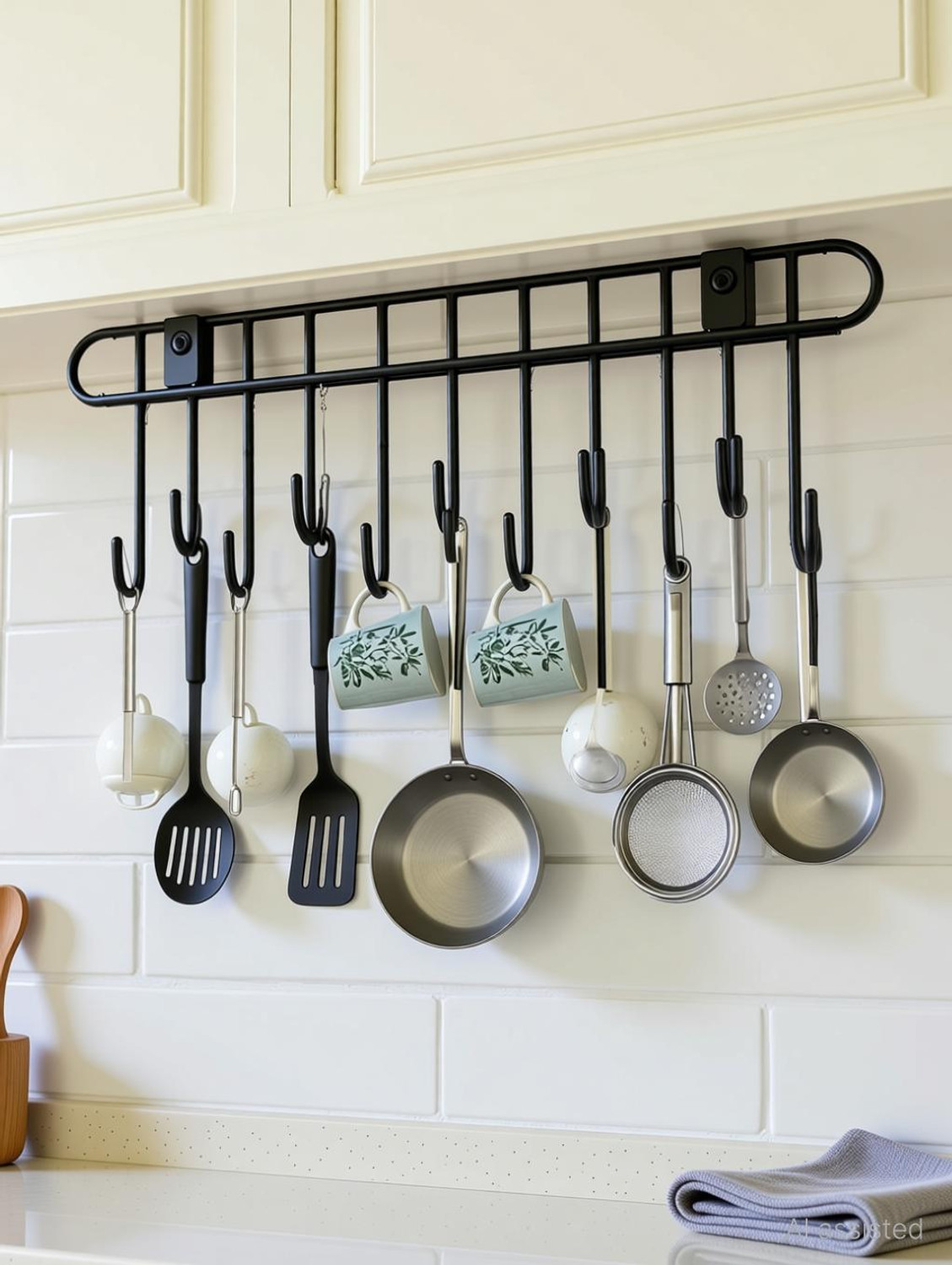 Image of DXDT Steel Kitchen Utensil hanger / Door Hook Hanger (set of 1) with 11 Wall Hooks Accessories Organizer, Handbag Organizer, Scarf Organizer